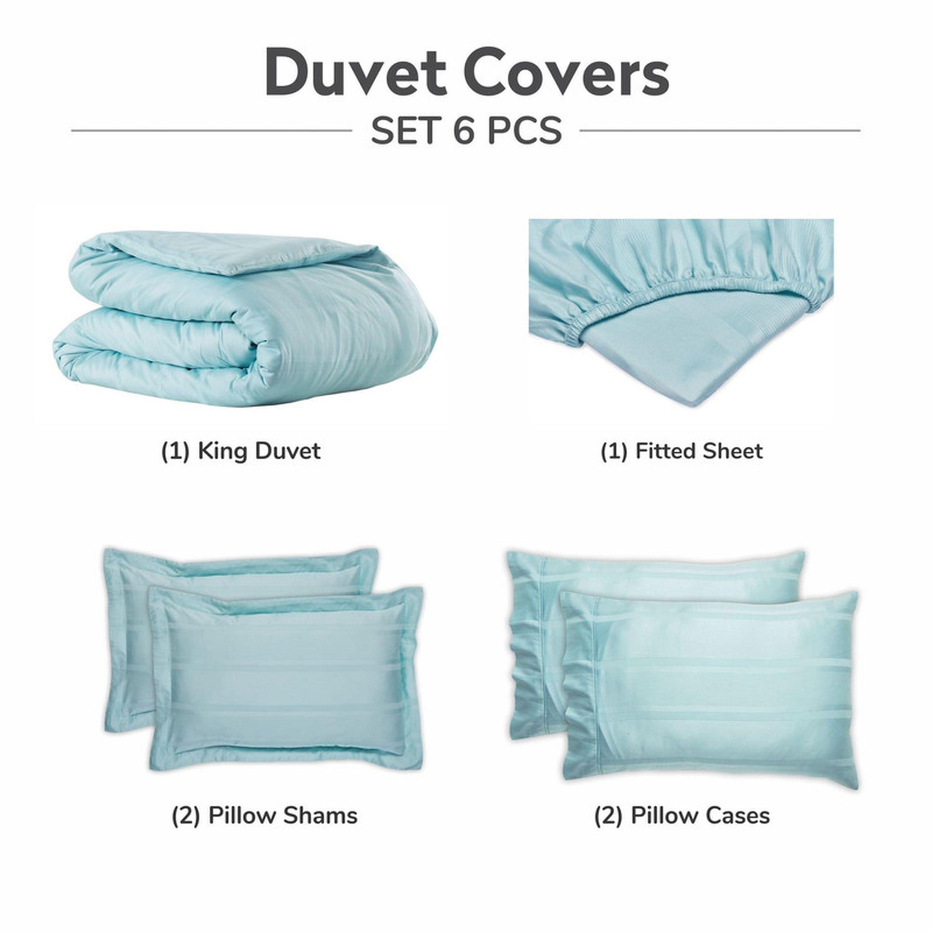 طقم لحاف كينج مخطط 6 قطع من دونتيلا - 240×260 سم-household-bedding-duvetandcovers-duvetcovers-image-4