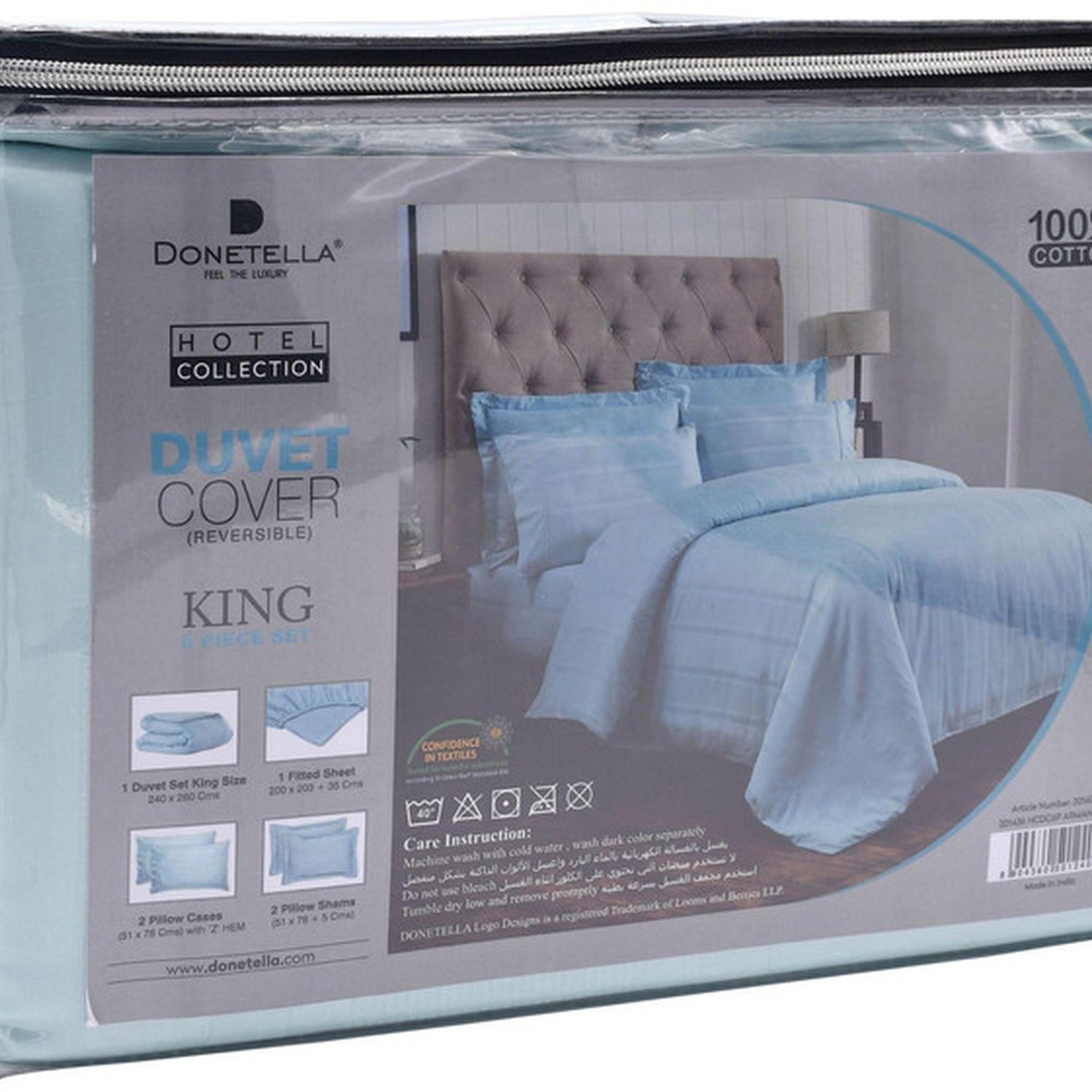 طقم لحاف كينج مخطط 6 قطع من دونتيلا - 240×260 سم-household-bedding-duvetandcovers-duvetcovers-image-5