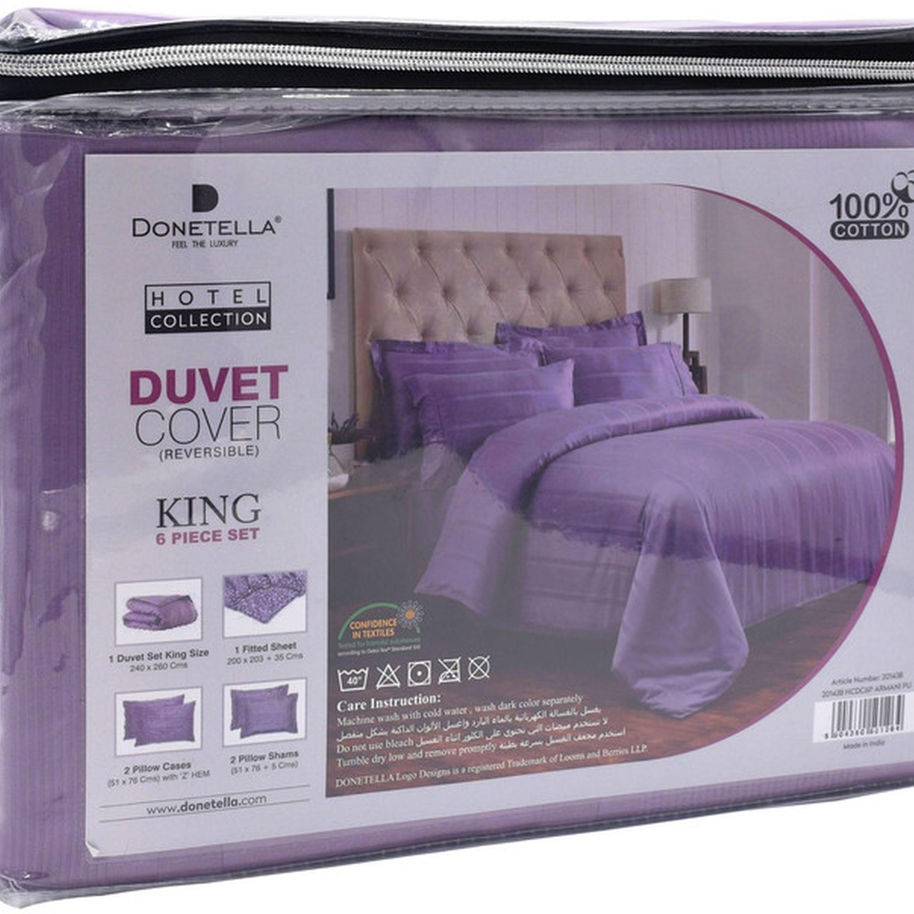 طقم لحاف كينج مخطط 6 قطع من دونتيلا - 240×260 سم-household-bedding-duvetandcovers-duvetcovers-image-18