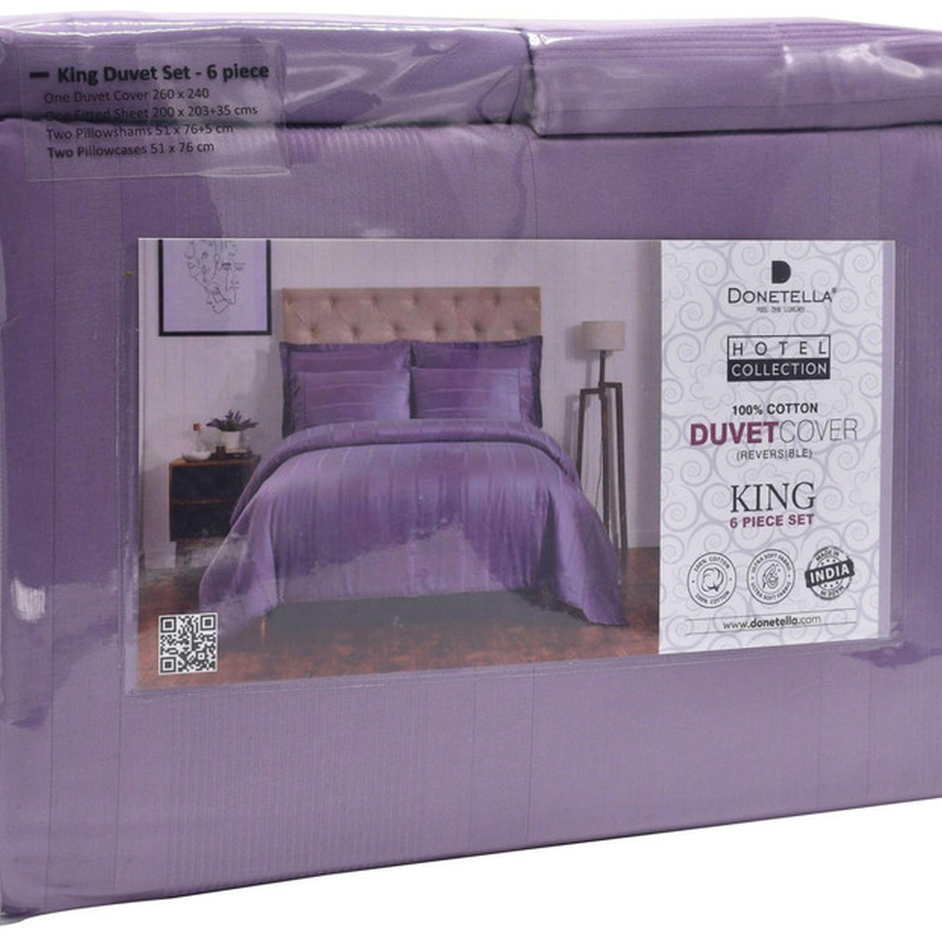 طقم لحاف كينج مخطط 6 قطع من دونتيلا - 240×260 سم-household-bedding-duvetandcovers-duvetcovers-image-19