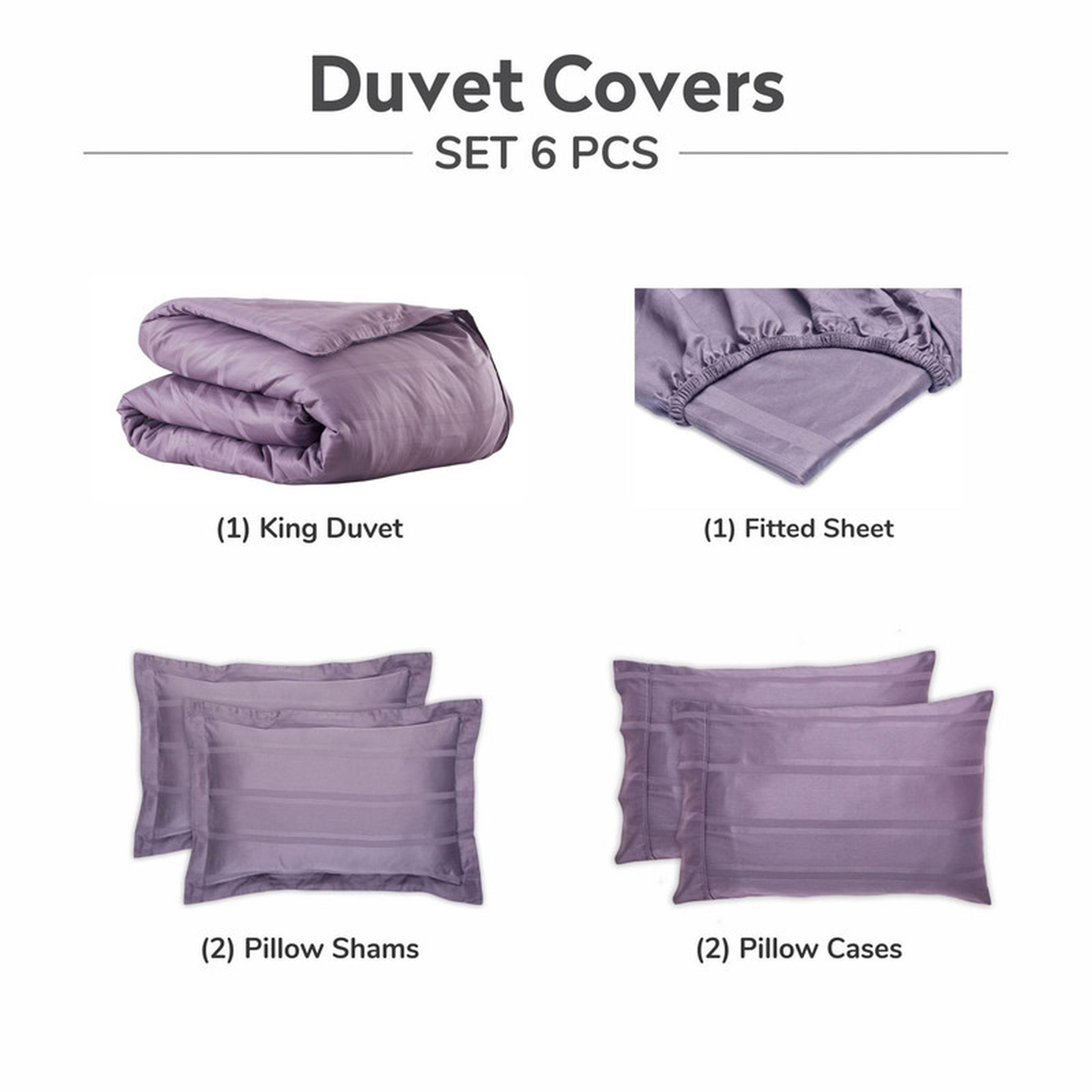 طقم لحاف كينج مخطط 6 قطع من دونتيلا - 240×260 سم-household-bedding-duvetandcovers-duvetcovers-image-20