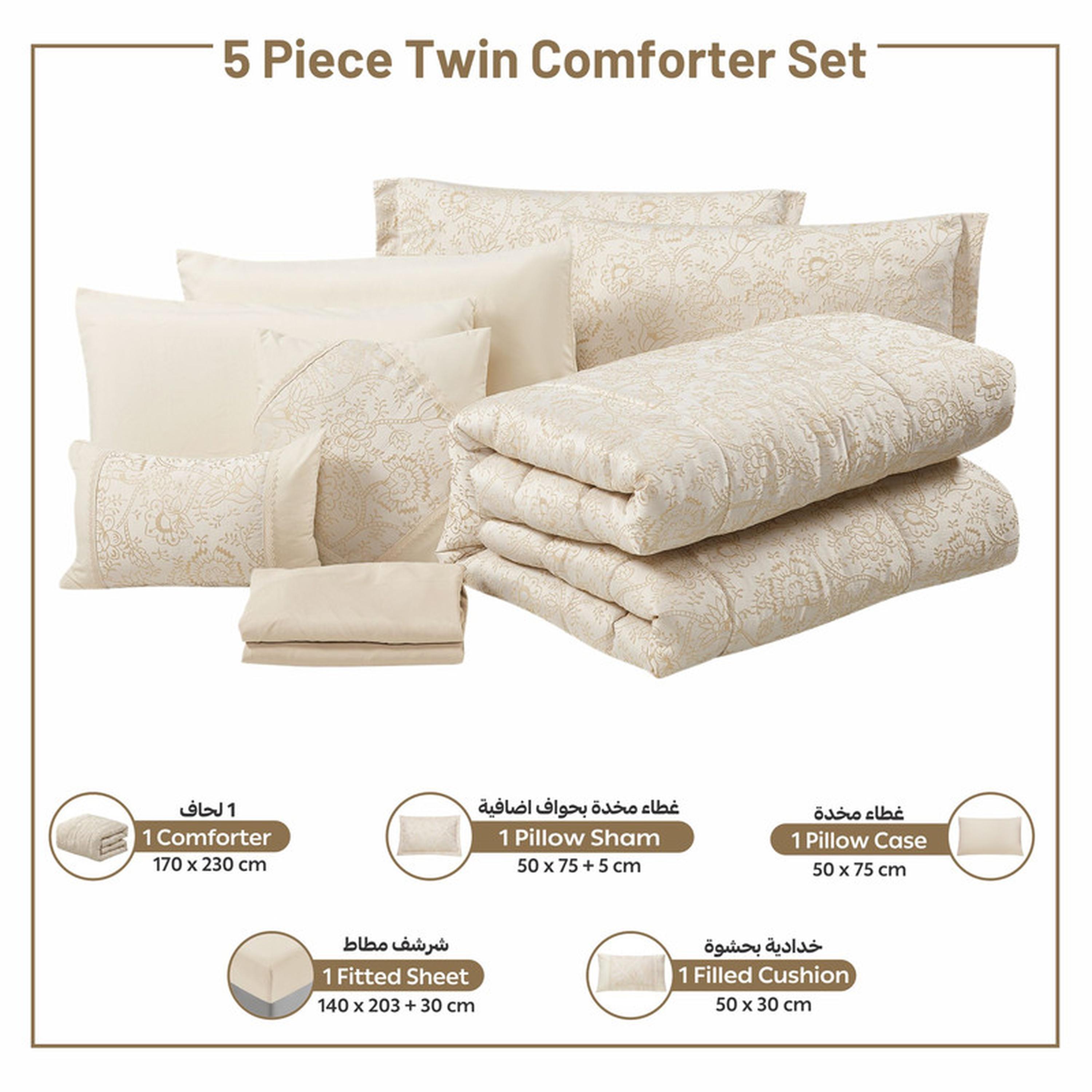 Printed 5-Piece Twin Comforter Set - 170x230 cms-household-bedding-comfortersandbedspreads-comforters-image-39