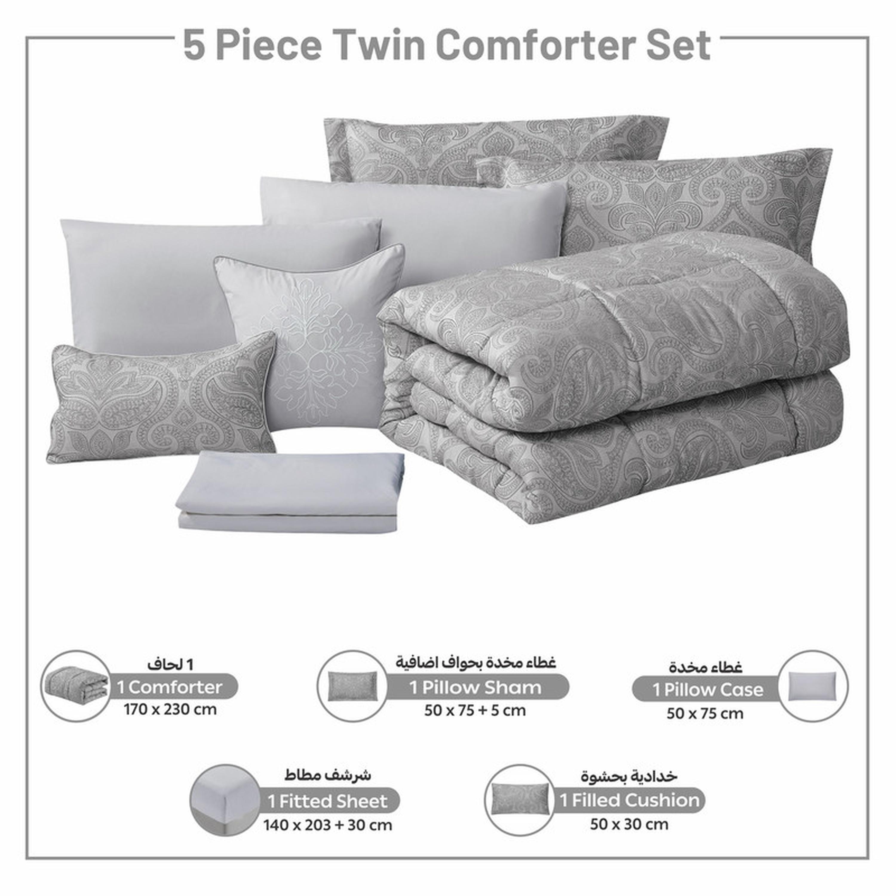 Printed 5-Piece Twin Comforter Set - 170x230 cms-household-bedding-comfortersandbedspreads-comforters-image-53