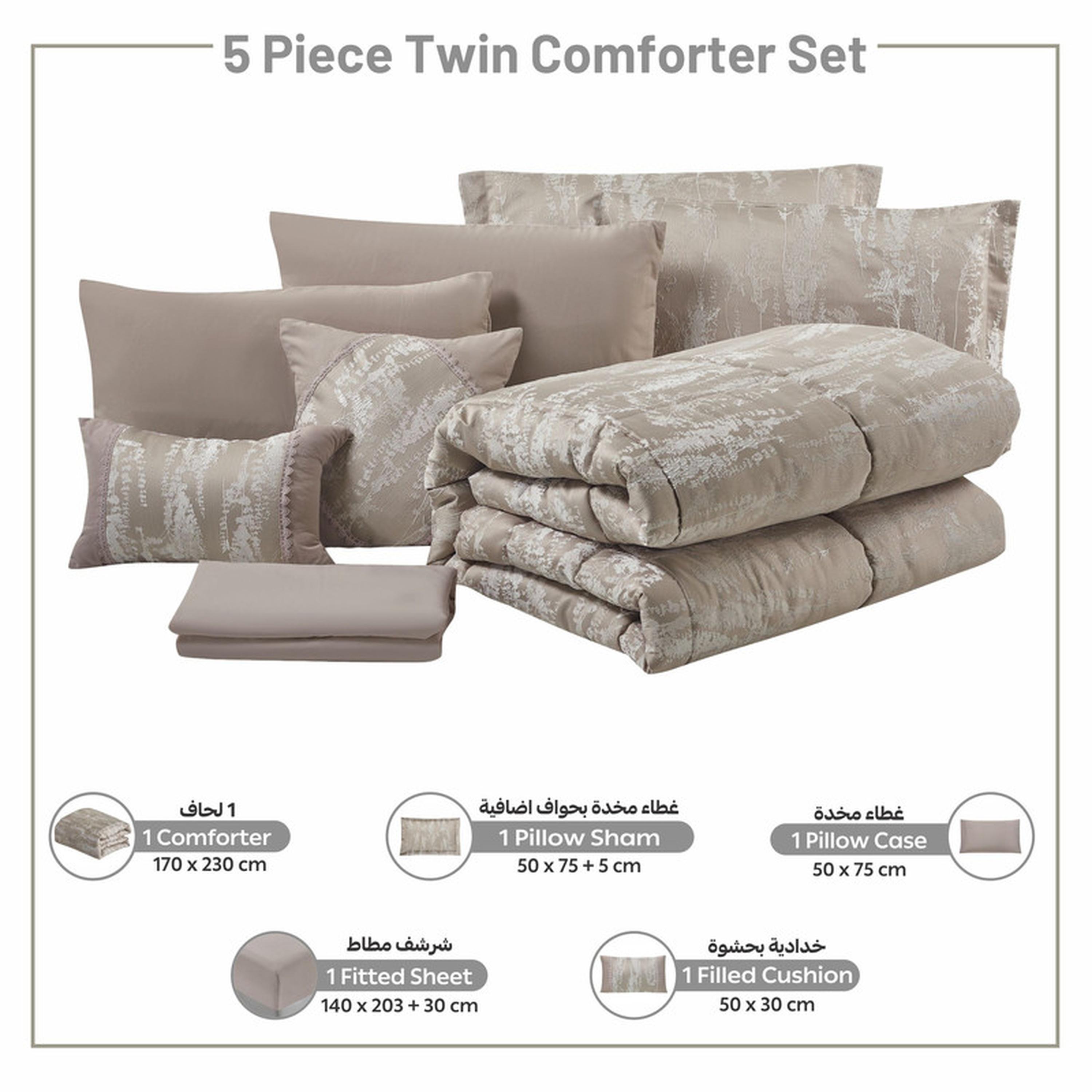 Printed 5-Piece Twin Comforter Set - 170x230 cms-household-bedding-comfortersandbedspreads-comforters-image-67
