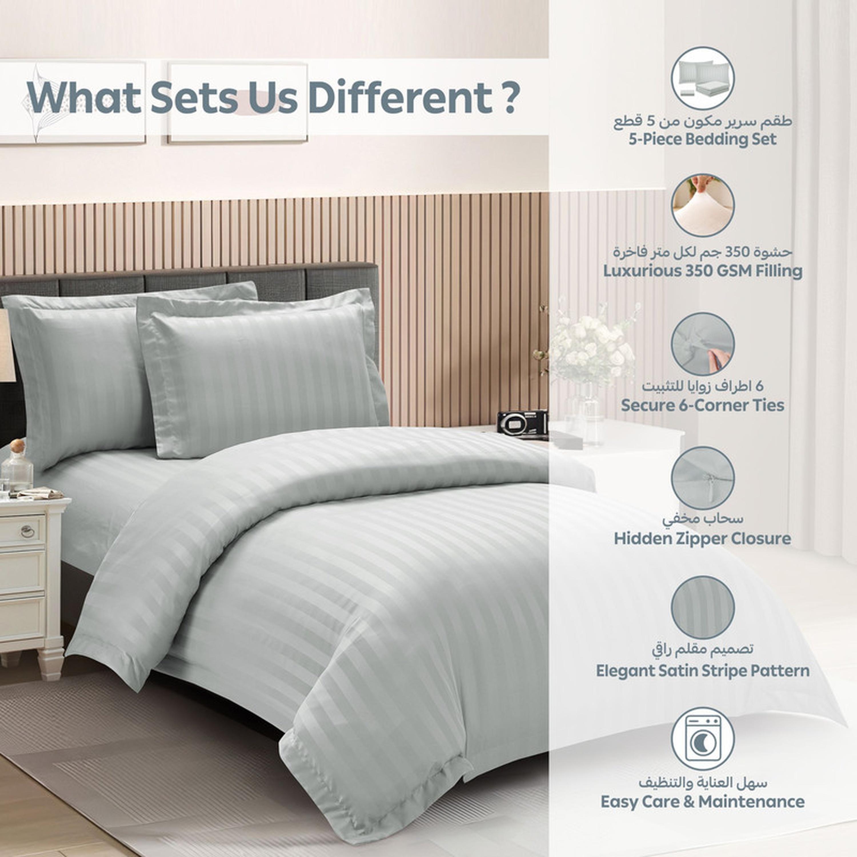 Striped 5-Piece Single Comforter Set with Removable Filler - 170x230 cm-household-bedding-comfortersandbedspreads-comforters-image-6