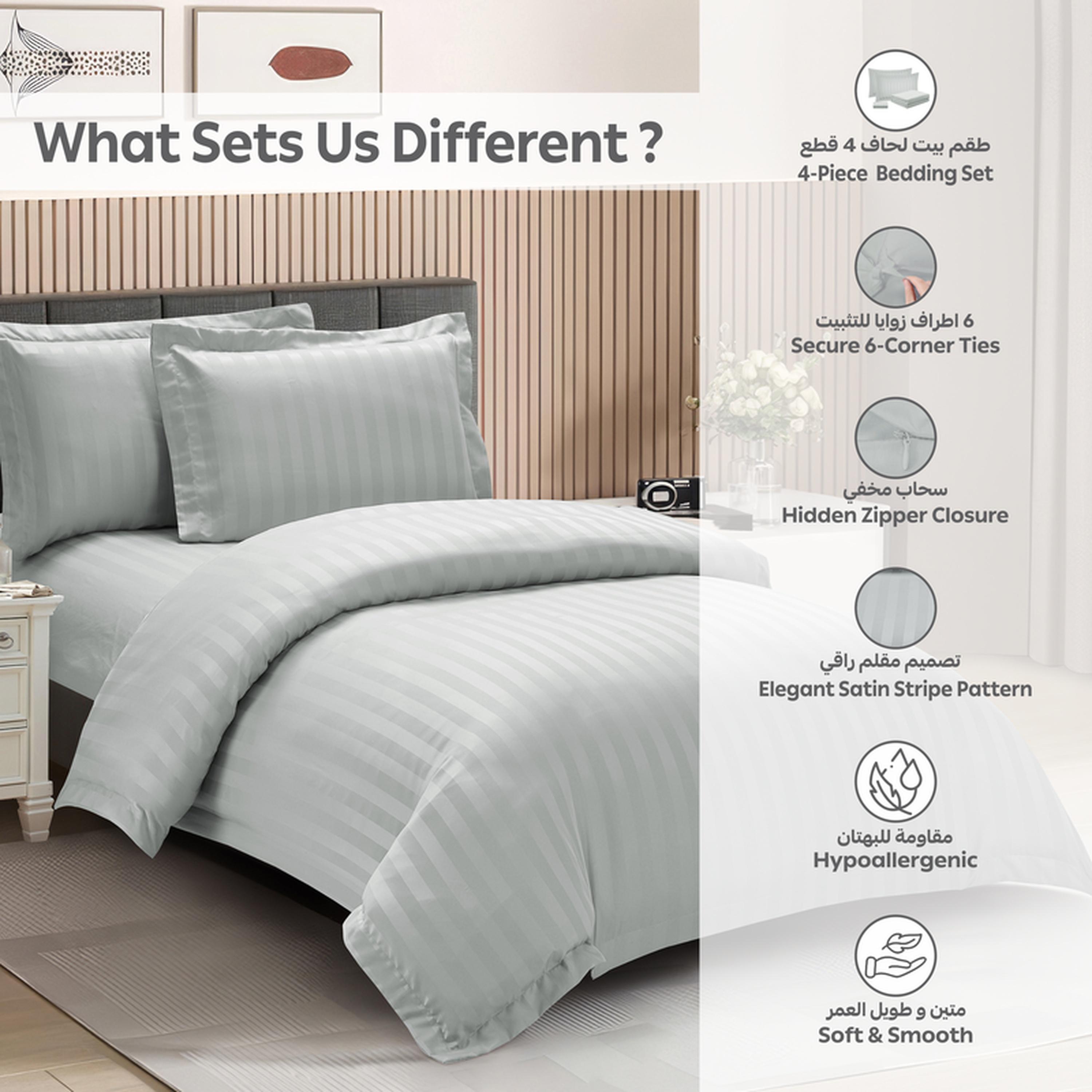 طقم غطاء لحاف مفرد مقلم 4 قطع من دونتيلا - 170x230 سم-household-bedding-duvetandcovers-duvetcovers-image-13