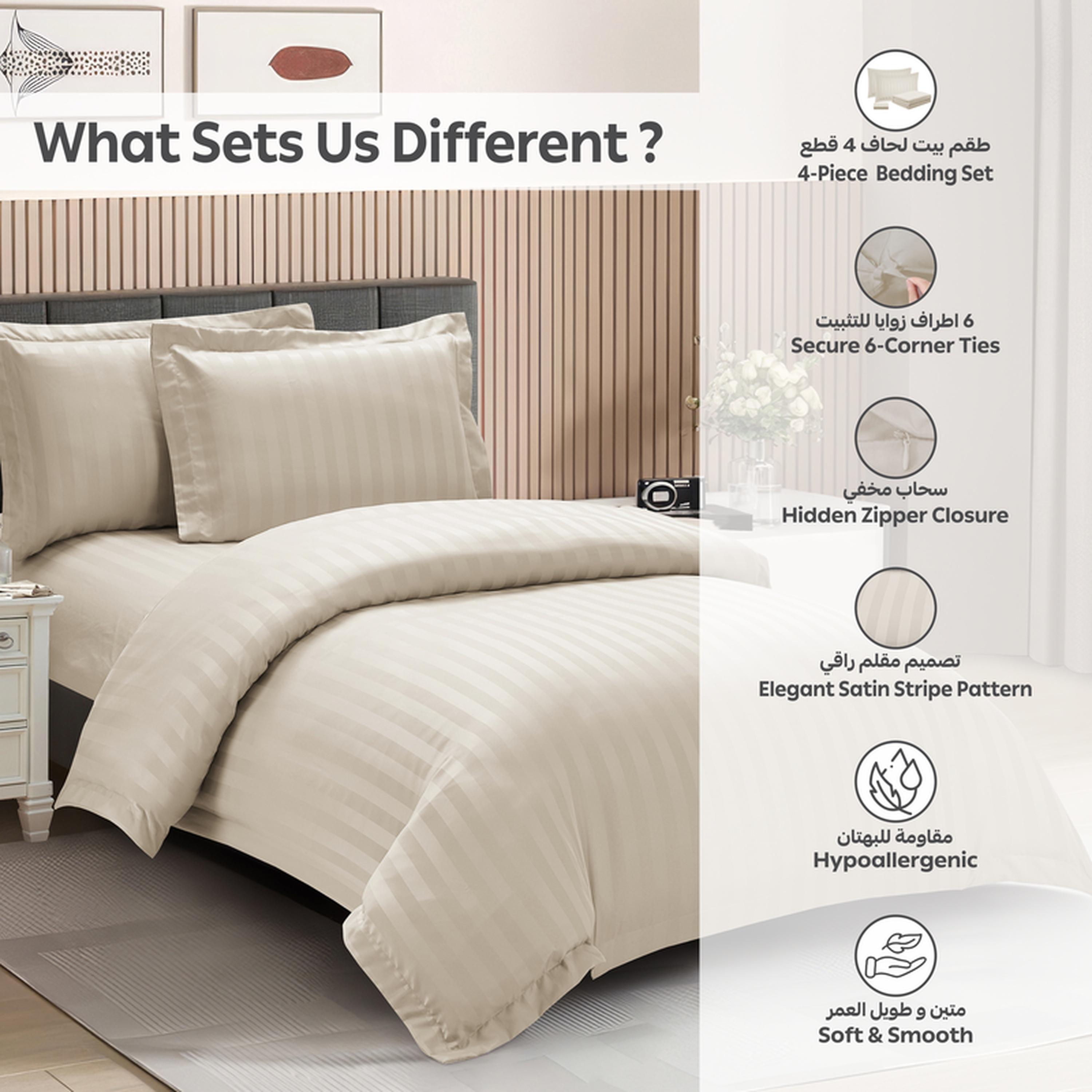طقم غطاء لحاف مفرد مقلم 4 قطع من دونتيلا - 170x230 سم-household-bedding-duvetandcovers-duvetcovers-image-20