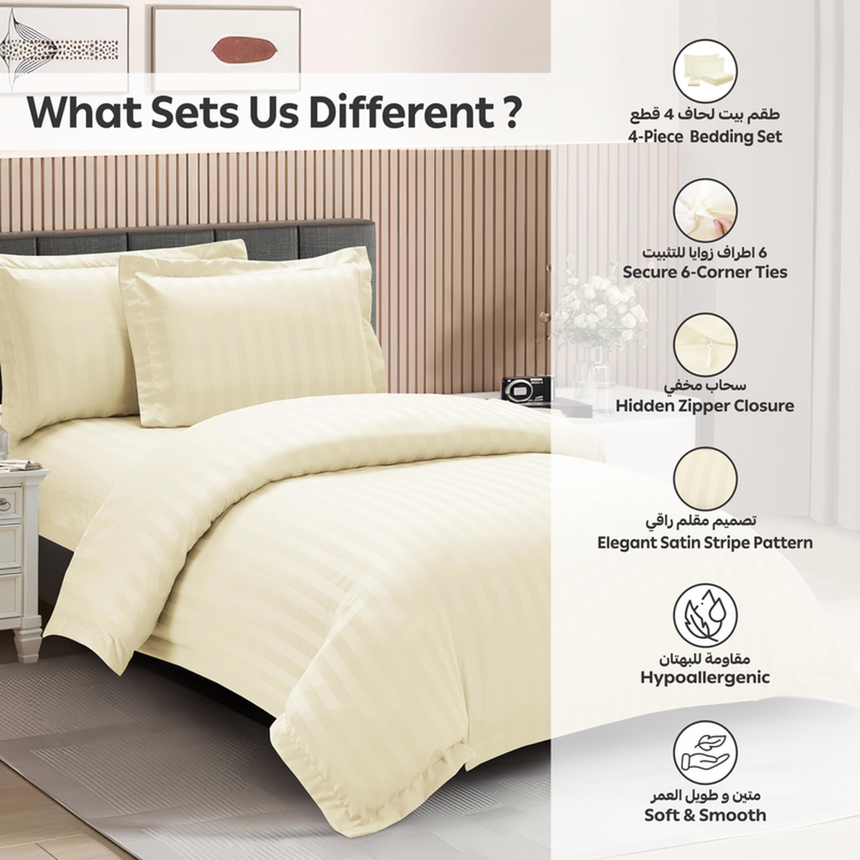 طقم غطاء لحاف مفرد مقلم 4 قطع من دونتيلا - 170x230 سم-household-bedding-duvetandcovers-duvetcovers-image-27