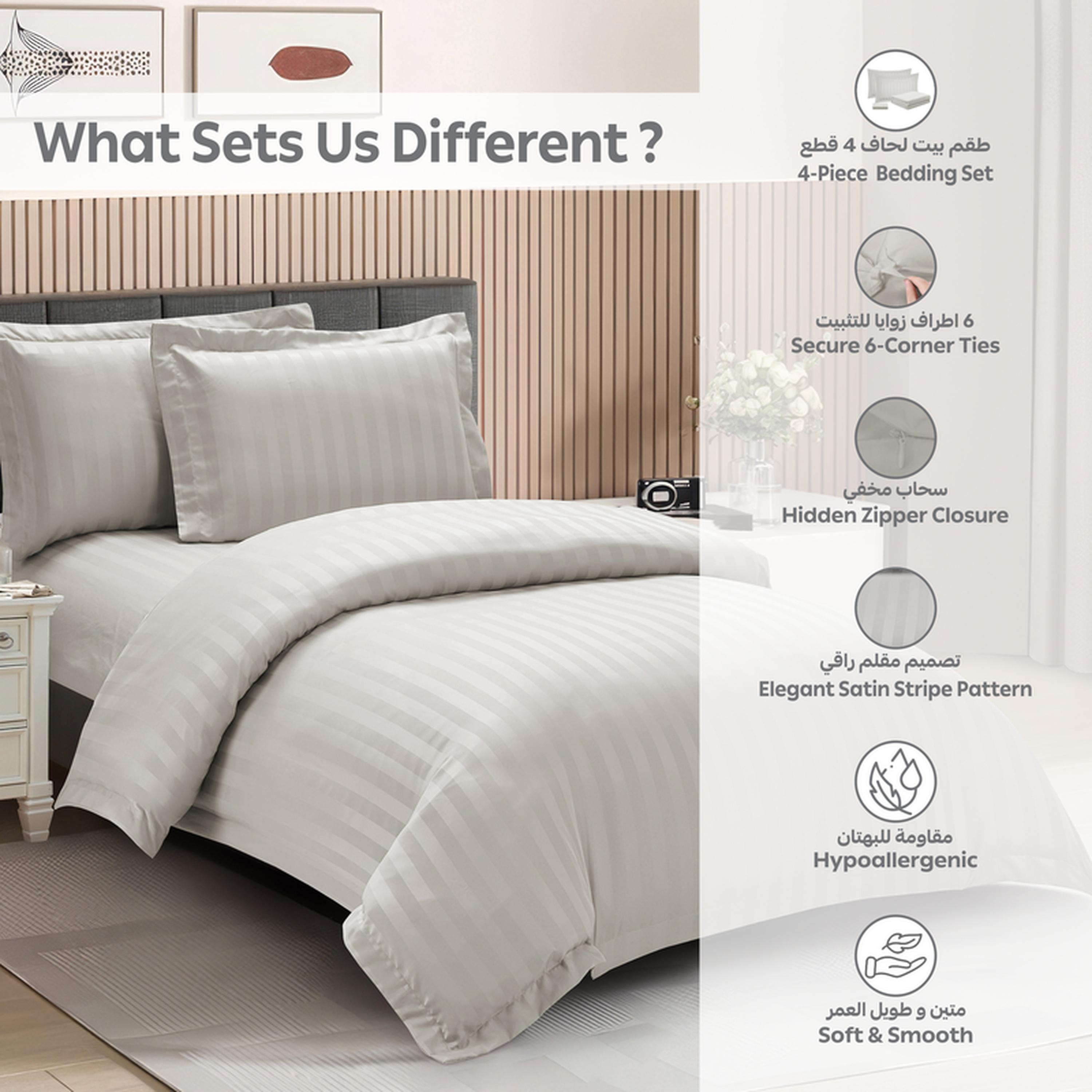 طقم غطاء لحاف مفرد مقلم 4 قطع من دونتيلا - 170x230 سم-household-bedding-duvetandcovers-duvetcovers-image-34