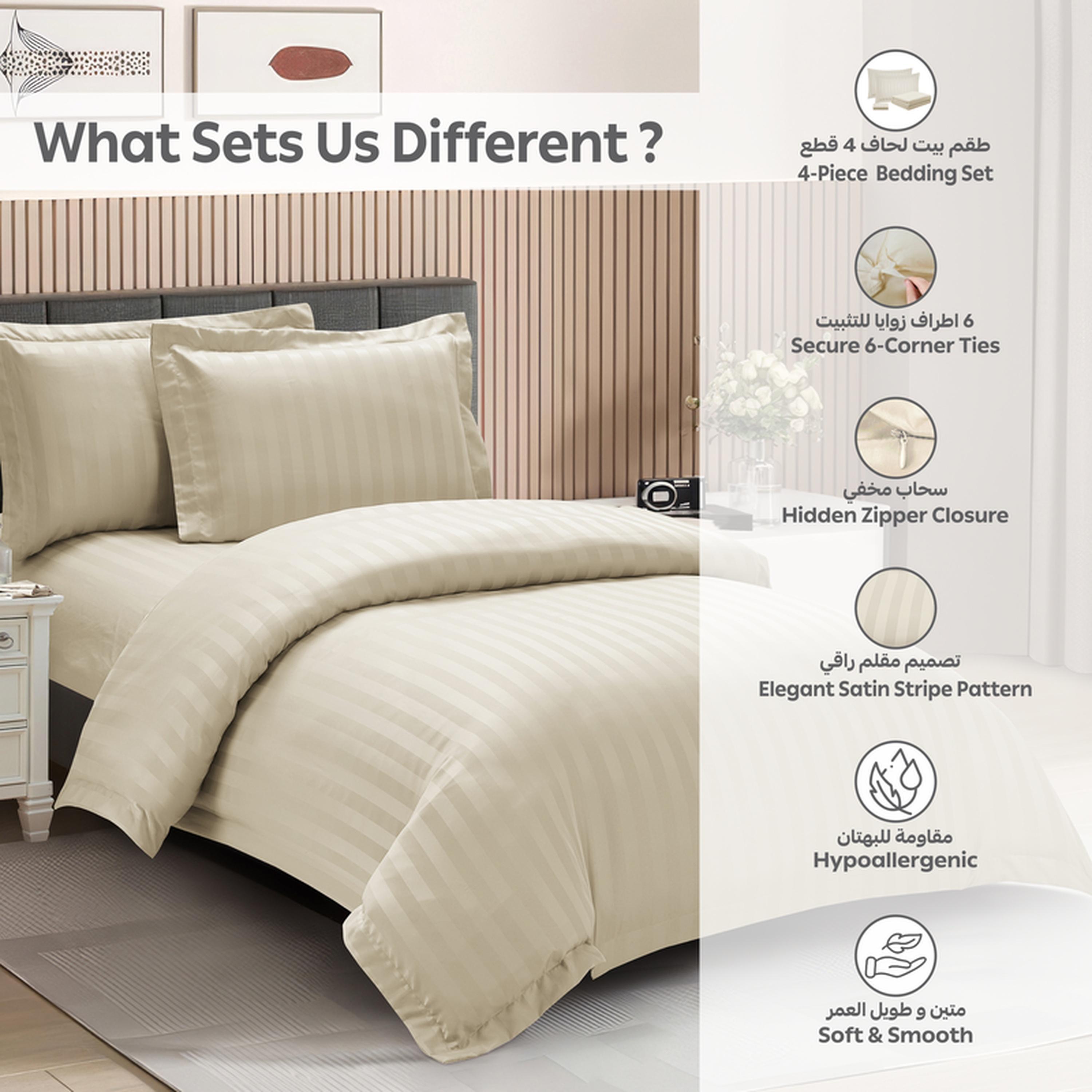 طقم غطاء لحاف مفرد مقلم 4 قطع من دونتيلا - 170x230 سم-household-bedding-duvetandcovers-duvetcovers-image-41
