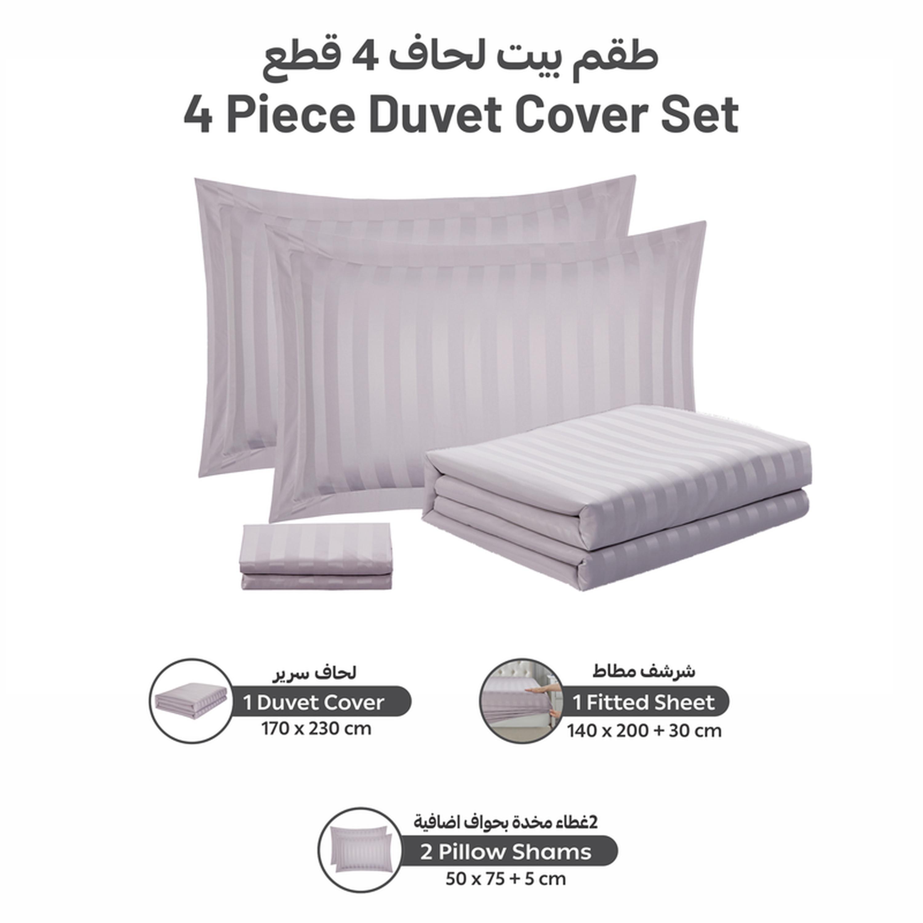 طقم غطاء لحاف مفرد مقلم 4 قطع من دونتيلا - 170x230 سم-household-bedding-duvetandcovers-duvetcovers-image-46