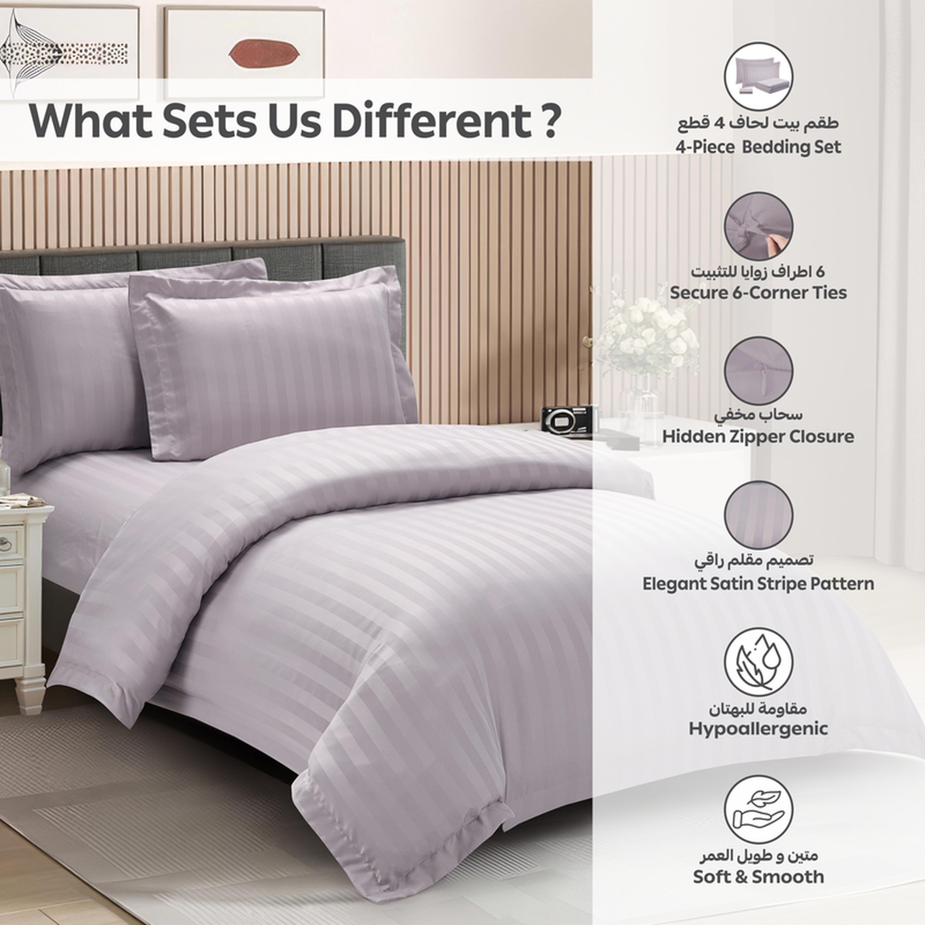 طقم غطاء لحاف مفرد مقلم 4 قطع من دونتيلا - 170x230 سم-household-bedding-duvetandcovers-duvetcovers-image-48