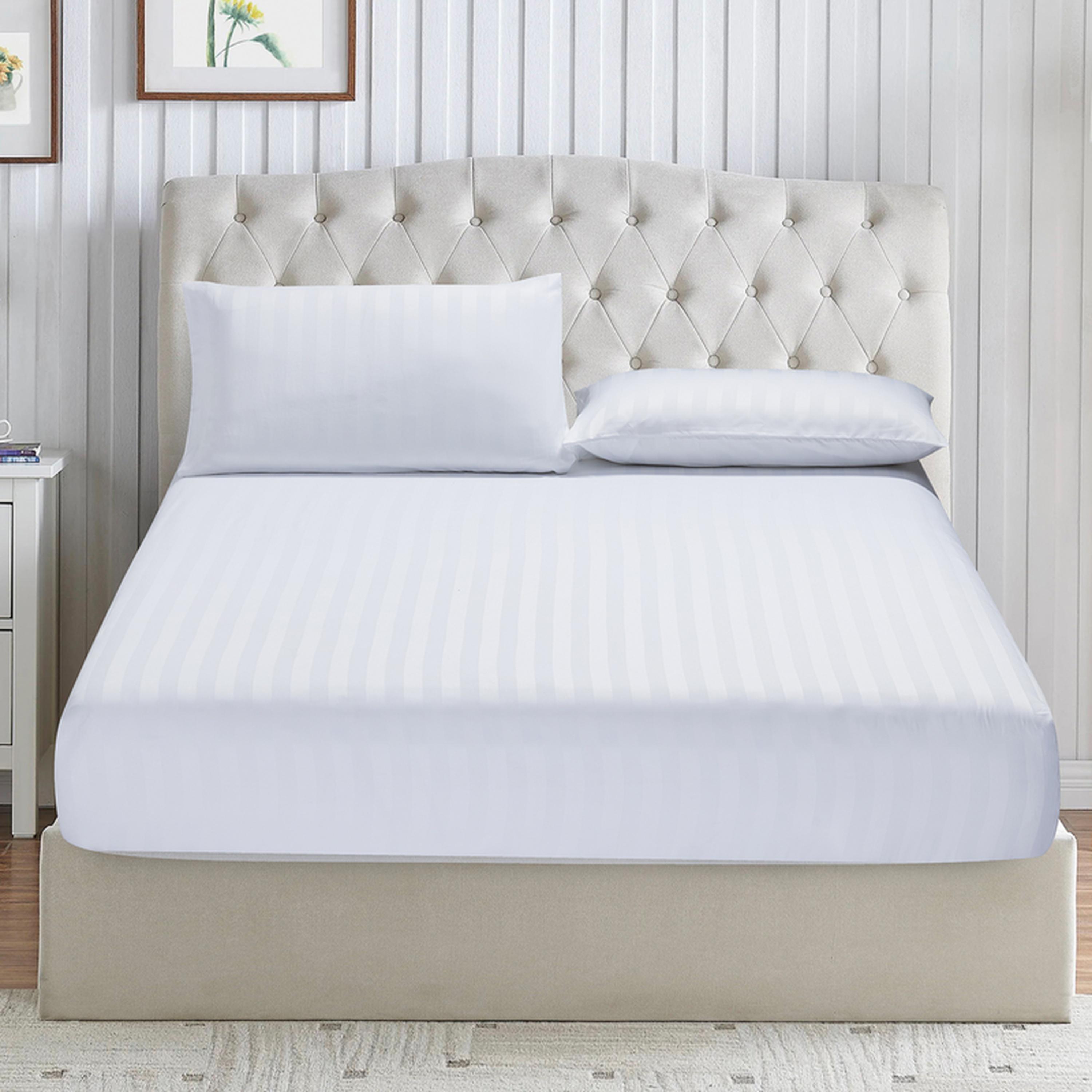 Striped 3-Piece Super King Fitted Sheet Set - 200x200 cms-household-bedding-sheetsandpillowcases-fittedsheets-image-1