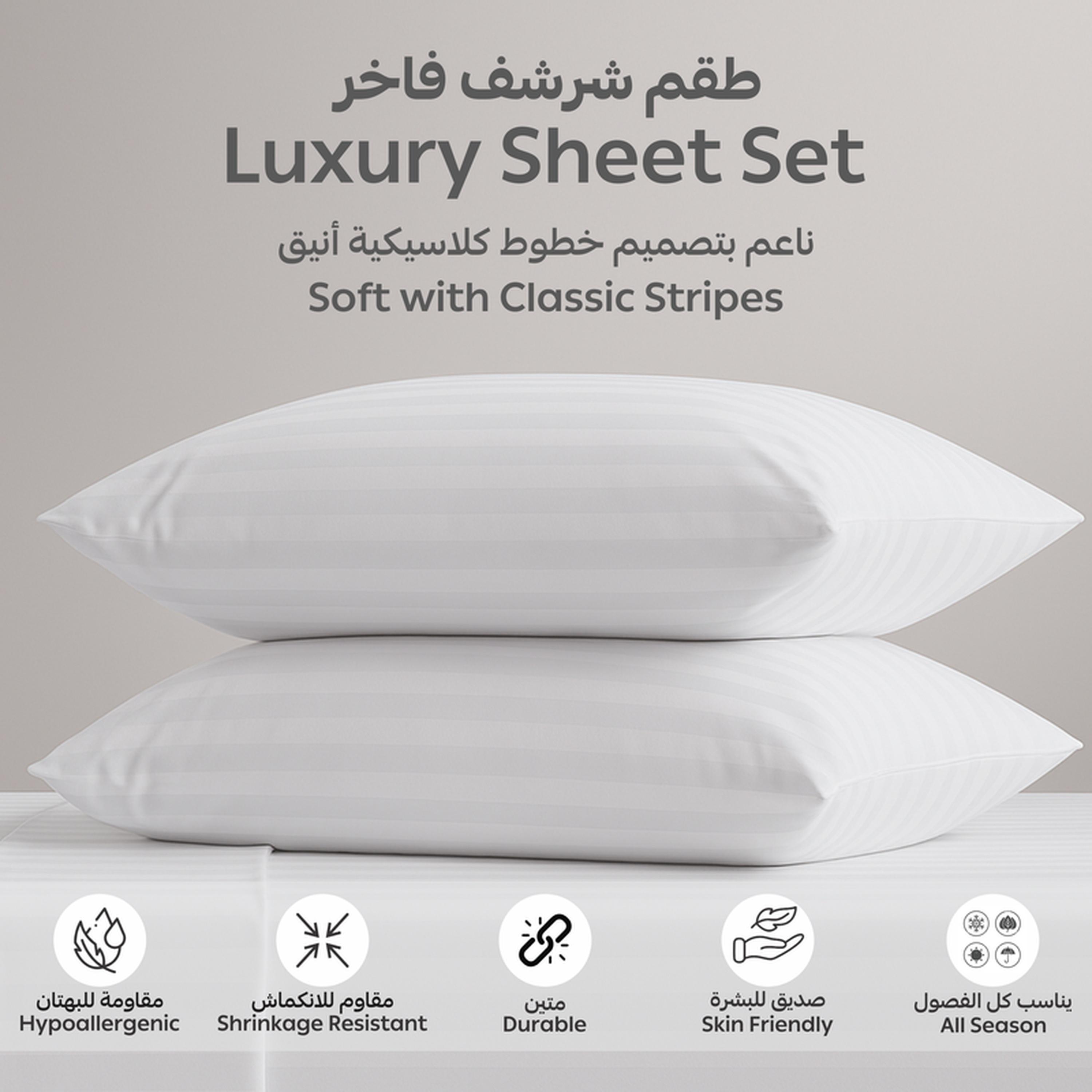 Striped 3-Piece Super King Fitted Sheet Set - 200x200 cms-household-bedding-sheetsandpillowcases-fittedsheets-image-6