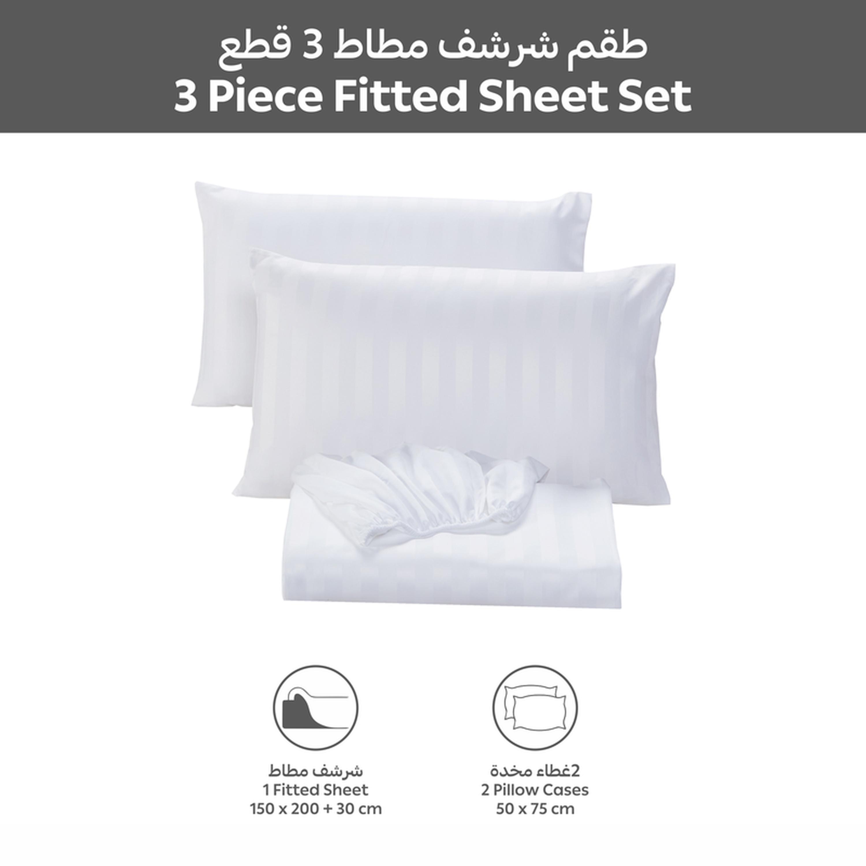 Striped 3-Piece Queen Fitted Sheet Set - 150x200 cms-household-bedding-sheetsandpillowcases-fittedsheets-image-3