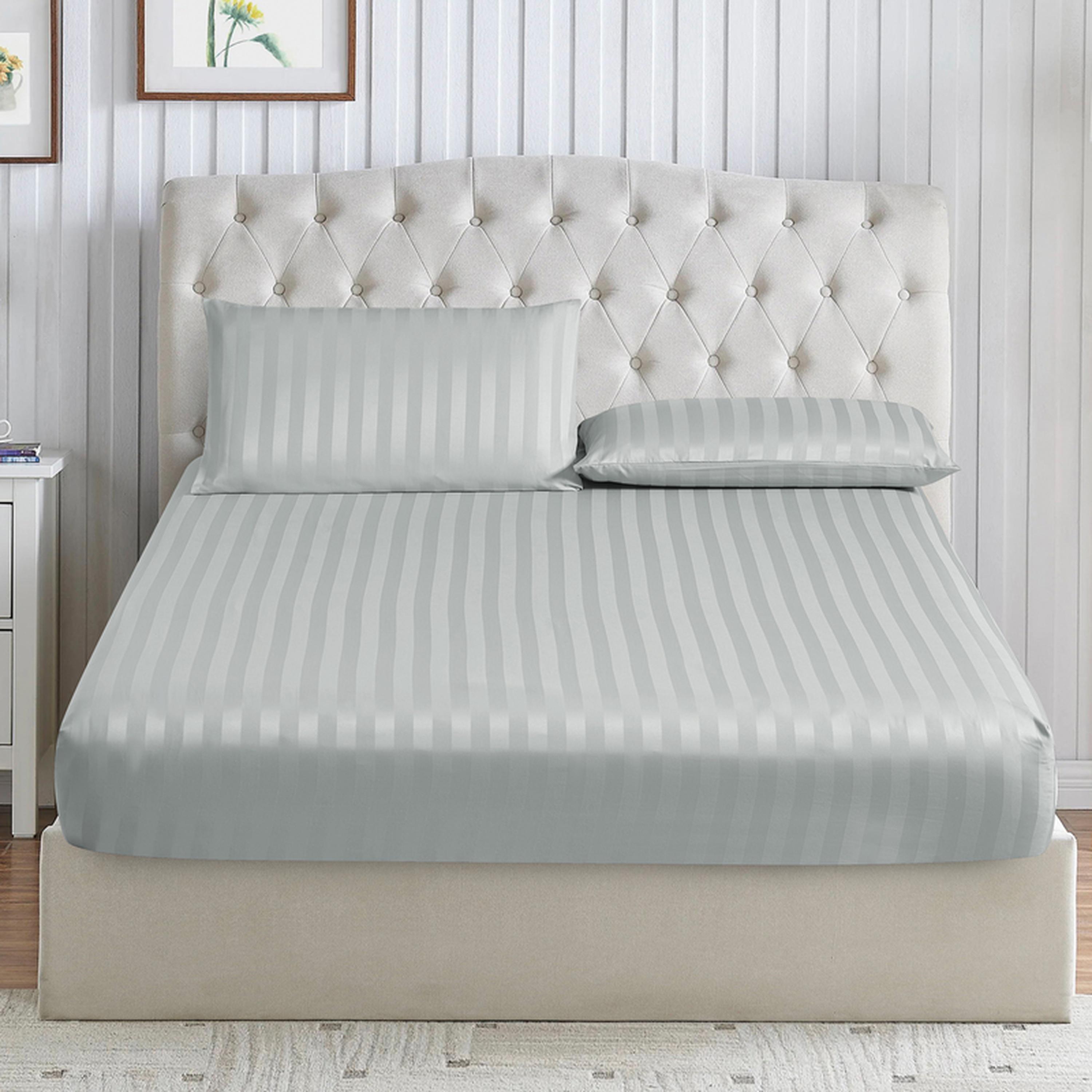 طقم شرشف مطاطي كوين مقلم 3 قطع من دونتيلا - 150x200 سم-household-bedding-sheetsandpillowcases-fittedsheets-image-1
