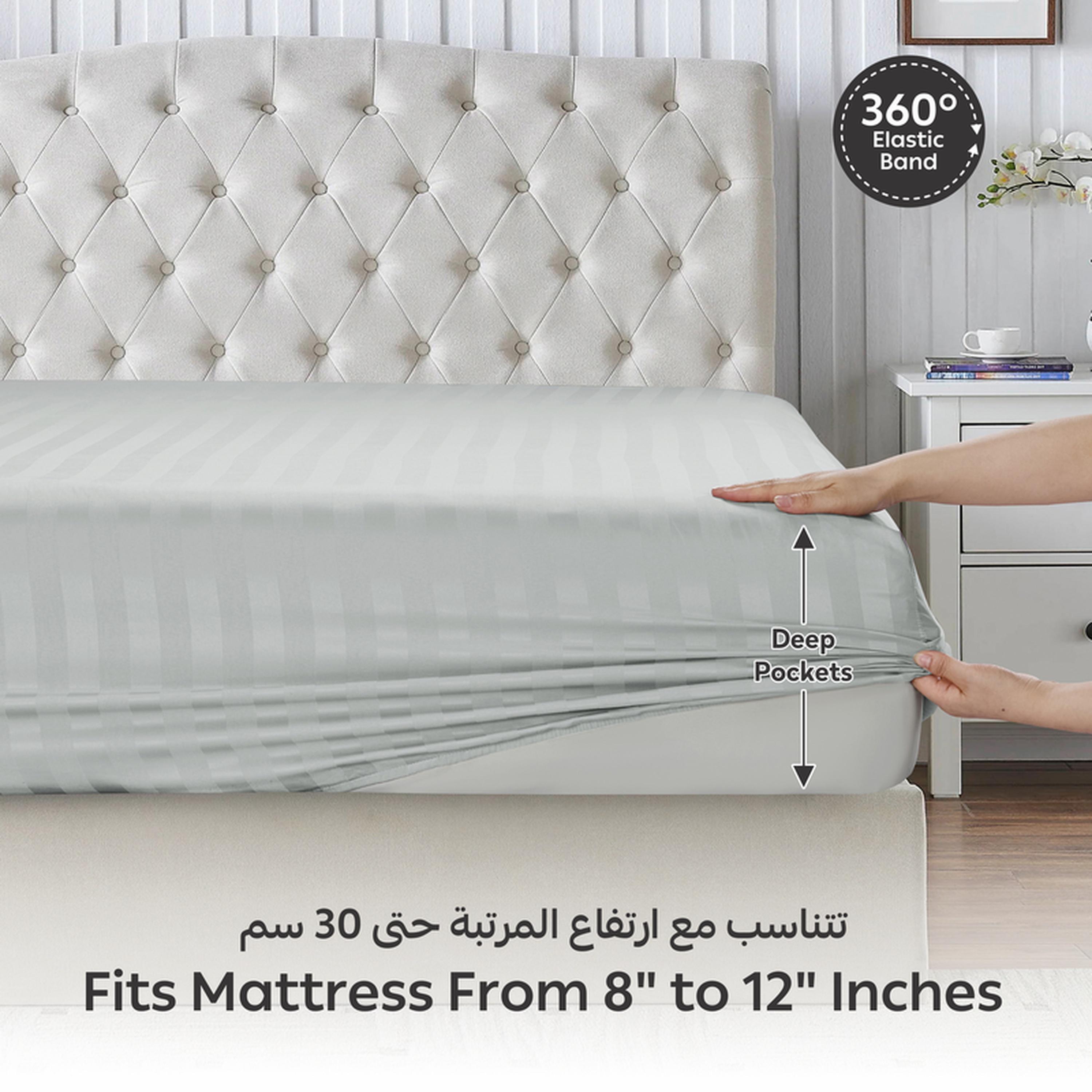 طقم شرشف مطاطي كوين مقلم 3 قطع من دونتيلا - 150x200 سم-household-bedding-sheetsandpillowcases-fittedsheets-image-4