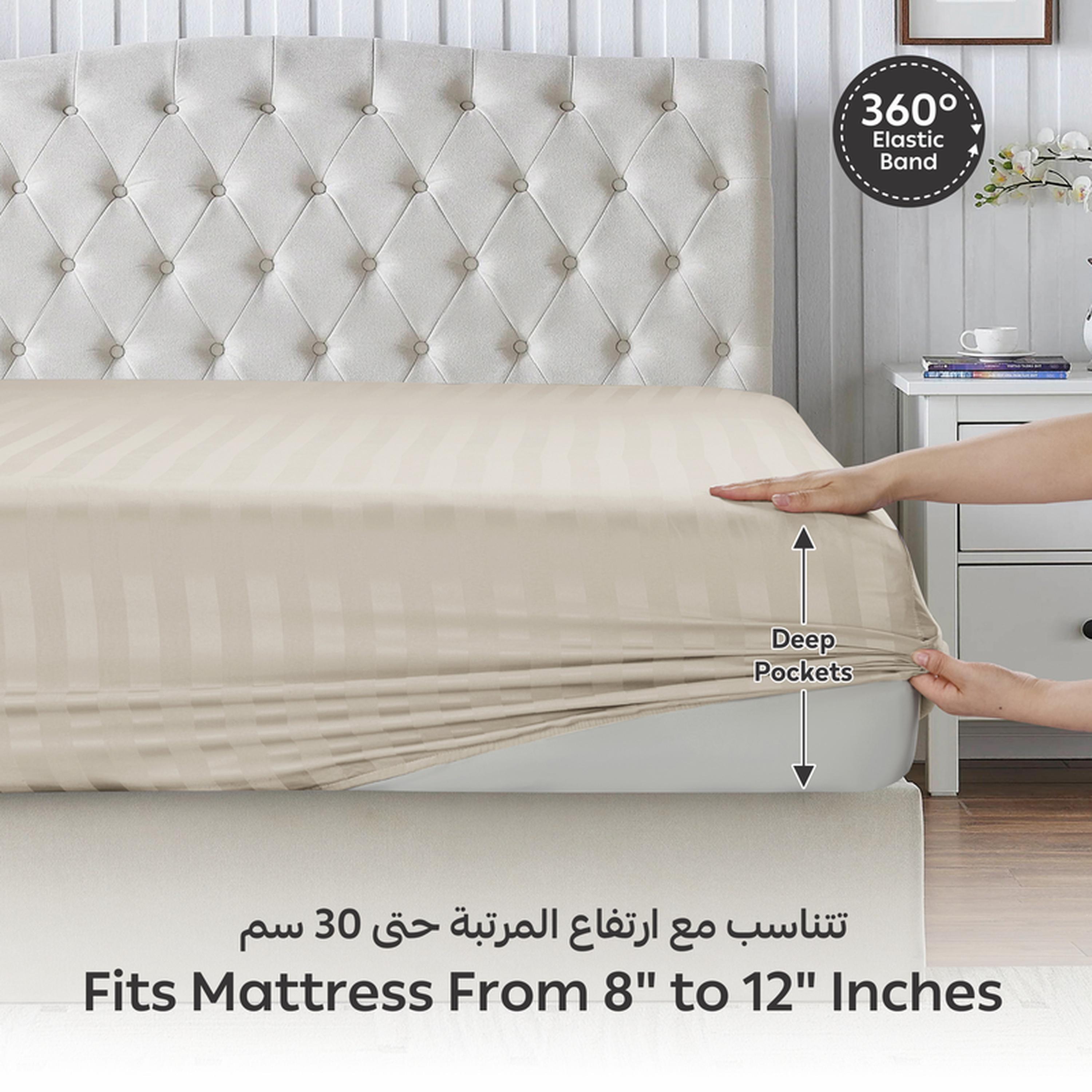 طقم شرشف مطاطي كوين مقلم 3 قطع من دونتيلا - 150x200 سم-household-bedding-sheetsandpillowcases-fittedsheets-image-4