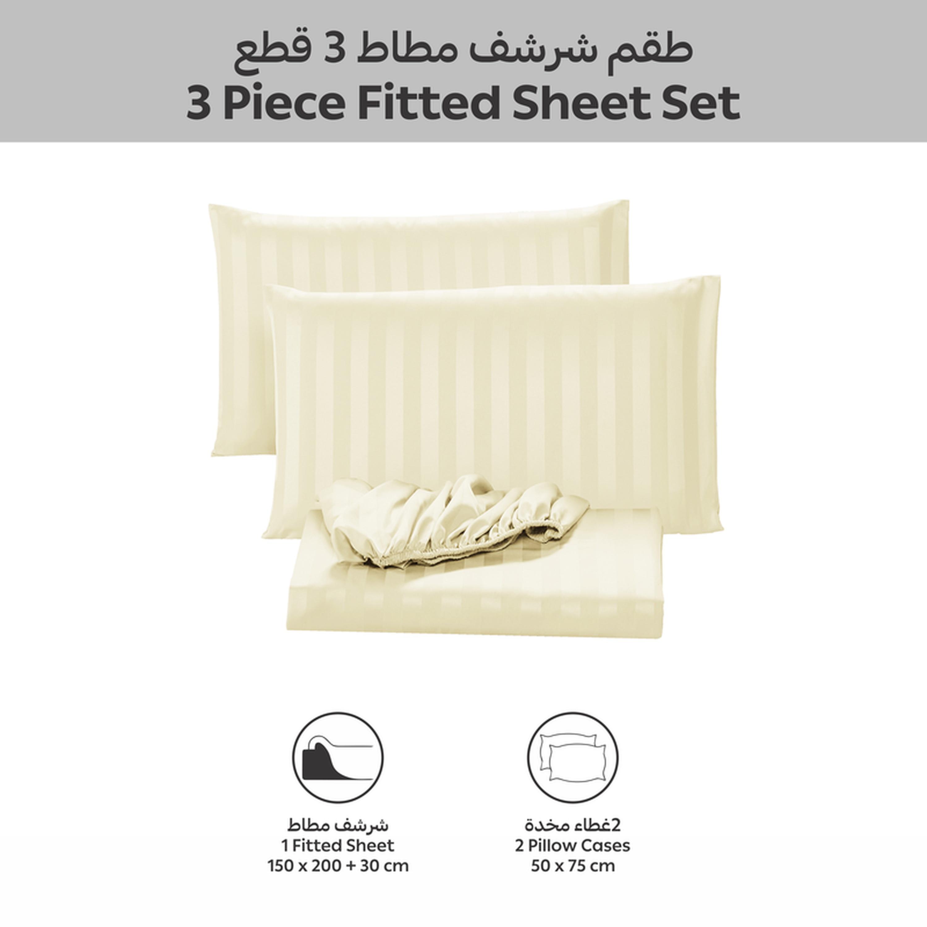 Striped 3-Piece Queen Fitted Sheet Set - 150x200 cms-household-bedding-sheetsandpillowcases-fittedsheets-image-3