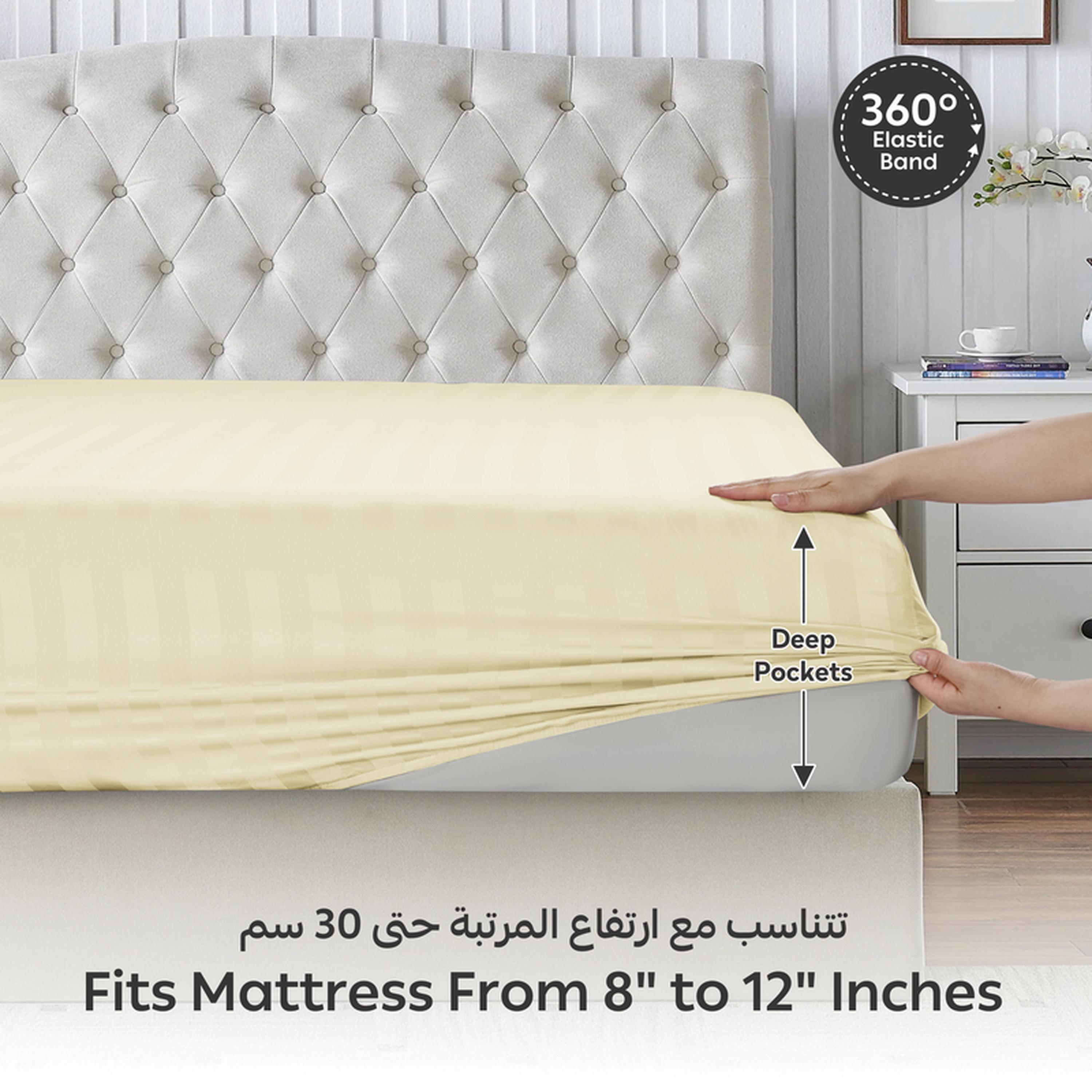 Striped 3-Piece Queen Fitted Sheet Set - 150x200 cms-household-bedding-sheetsandpillowcases-fittedsheets-image-4