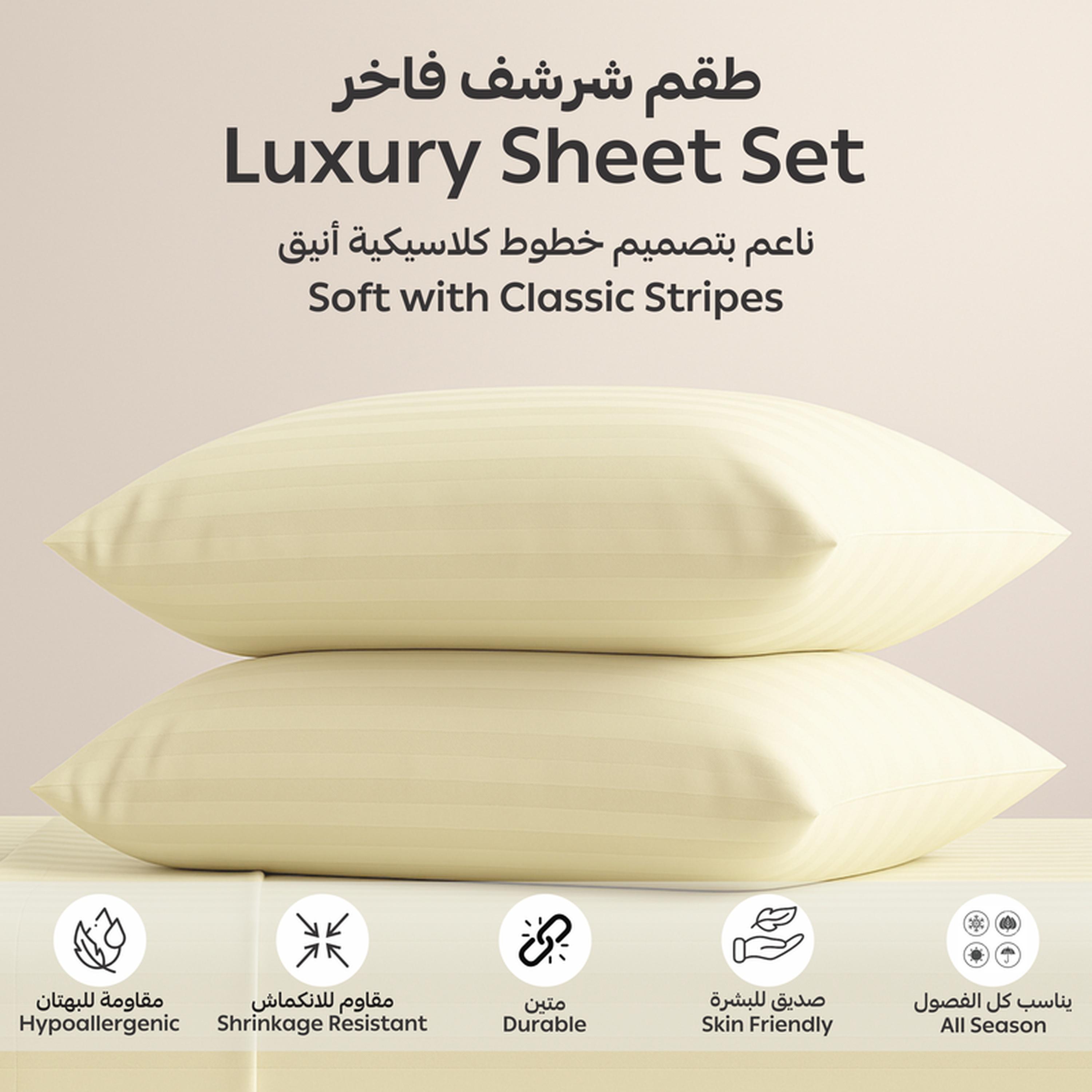 Striped 3-Piece Queen Fitted Sheet Set - 150x200 cms-household-bedding-sheetsandpillowcases-fittedsheets-image-6