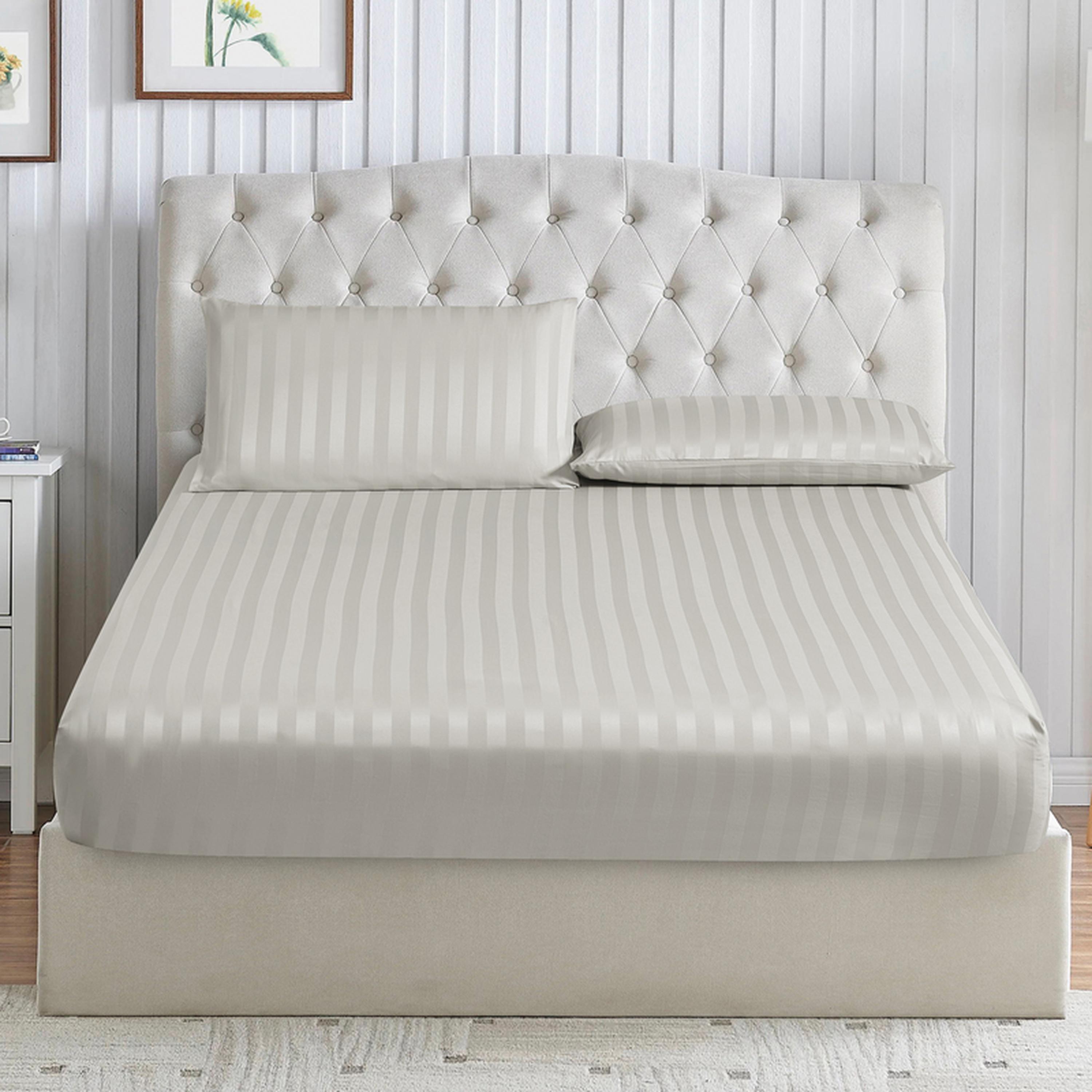 Striped 3-Piece Queen Fitted Sheet Set - 150x200 cms-household-bedding-sheetsandpillowcases-fittedsheets-image-1