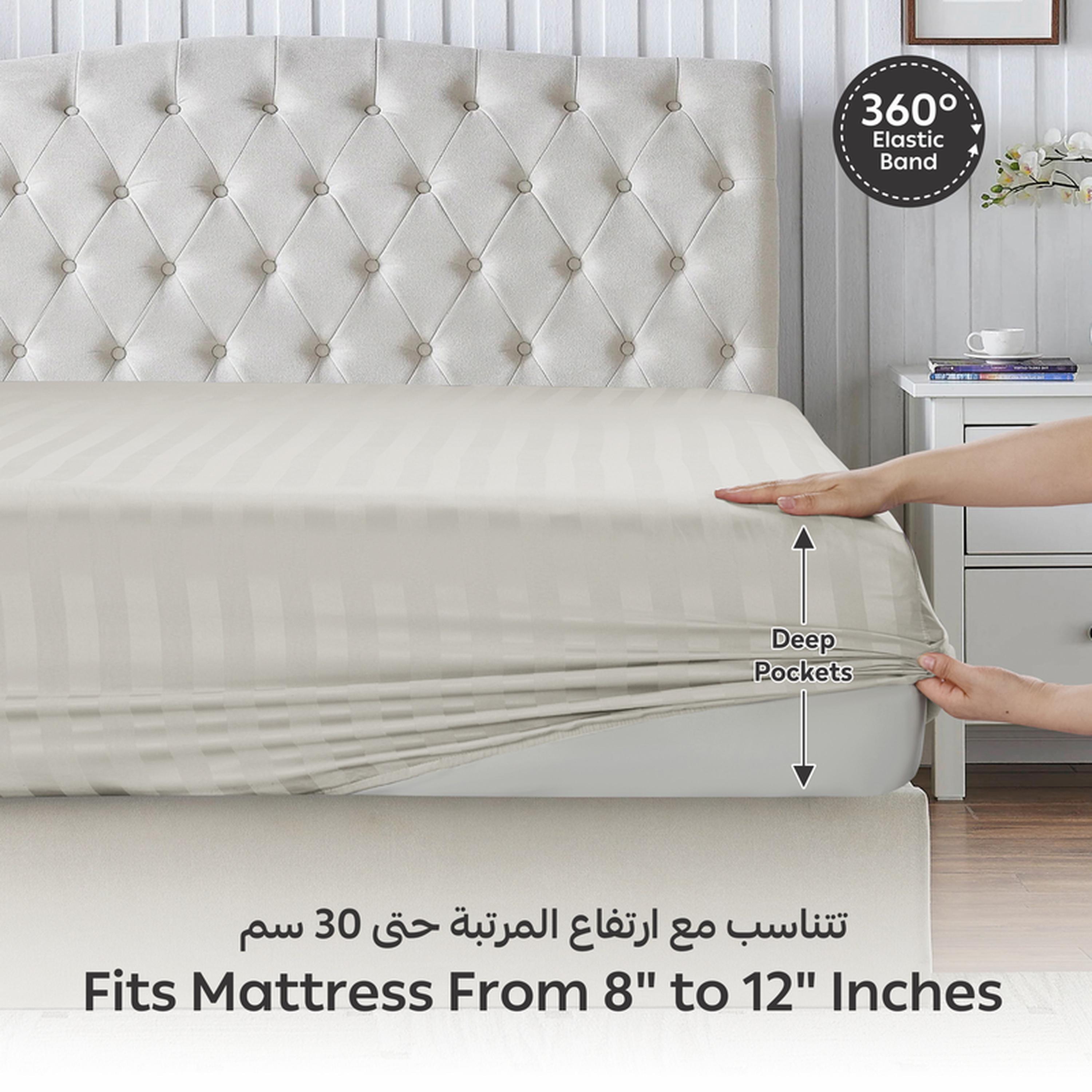 Striped 3-Piece Queen Fitted Sheet Set - 150x200 cms-household-bedding-sheetsandpillowcases-fittedsheets-image-4