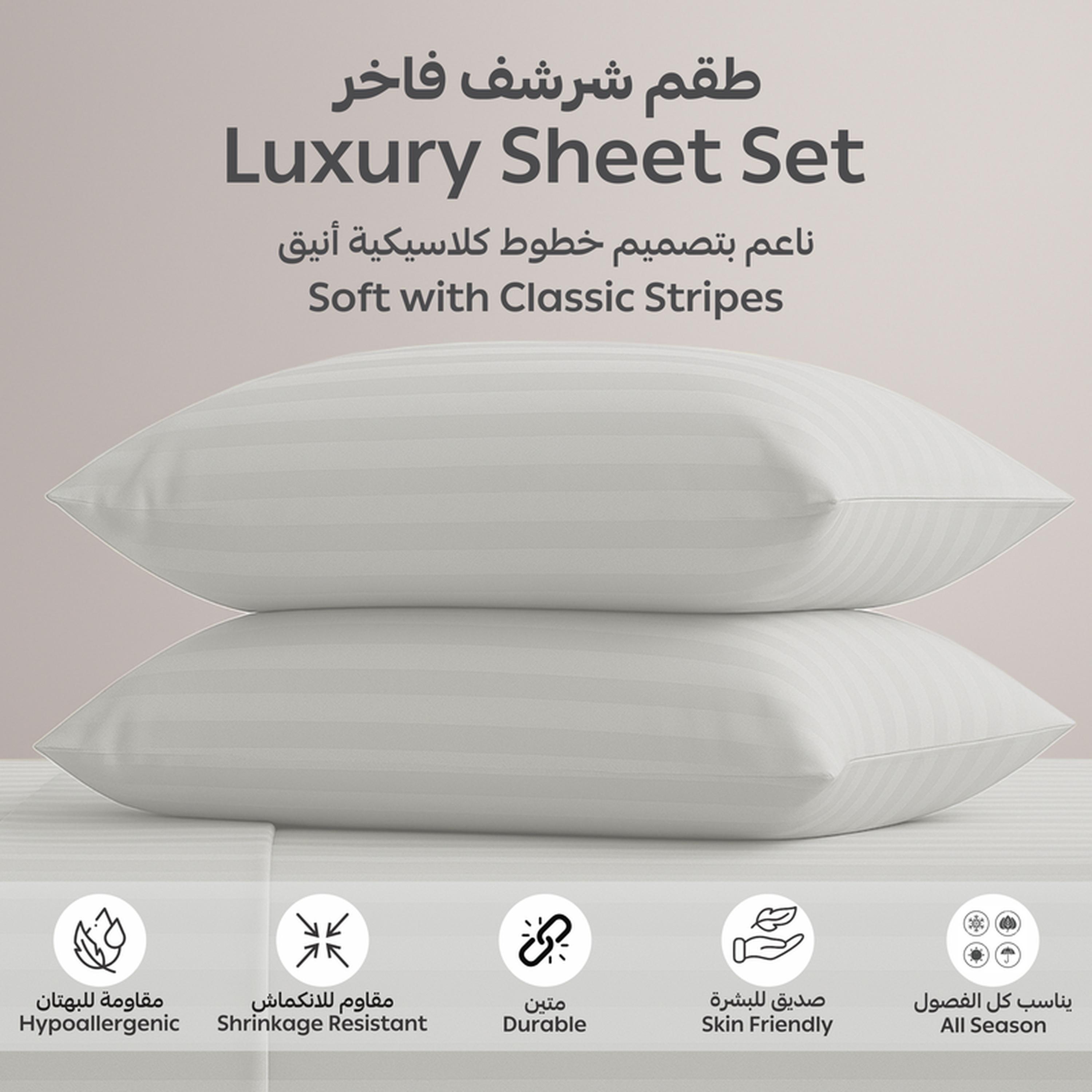 Striped 3-Piece Queen Fitted Sheet Set - 150x200 cms-household-bedding-sheetsandpillowcases-fittedsheets-image-6