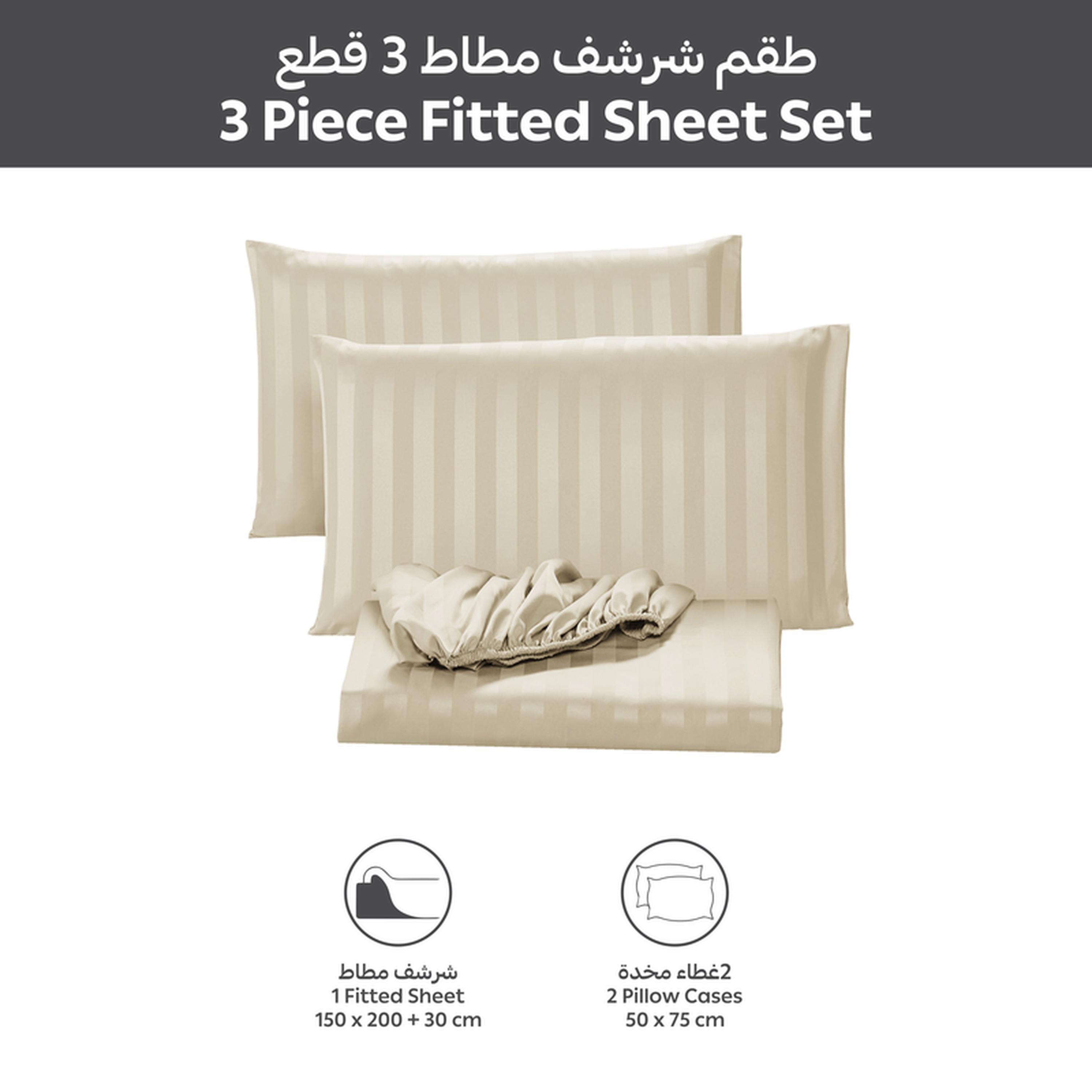 Striped 3-Piece Queen Fitted Sheet Set - 150x200 cms-household-bedding-sheetsandpillowcases-fittedsheets-image-3