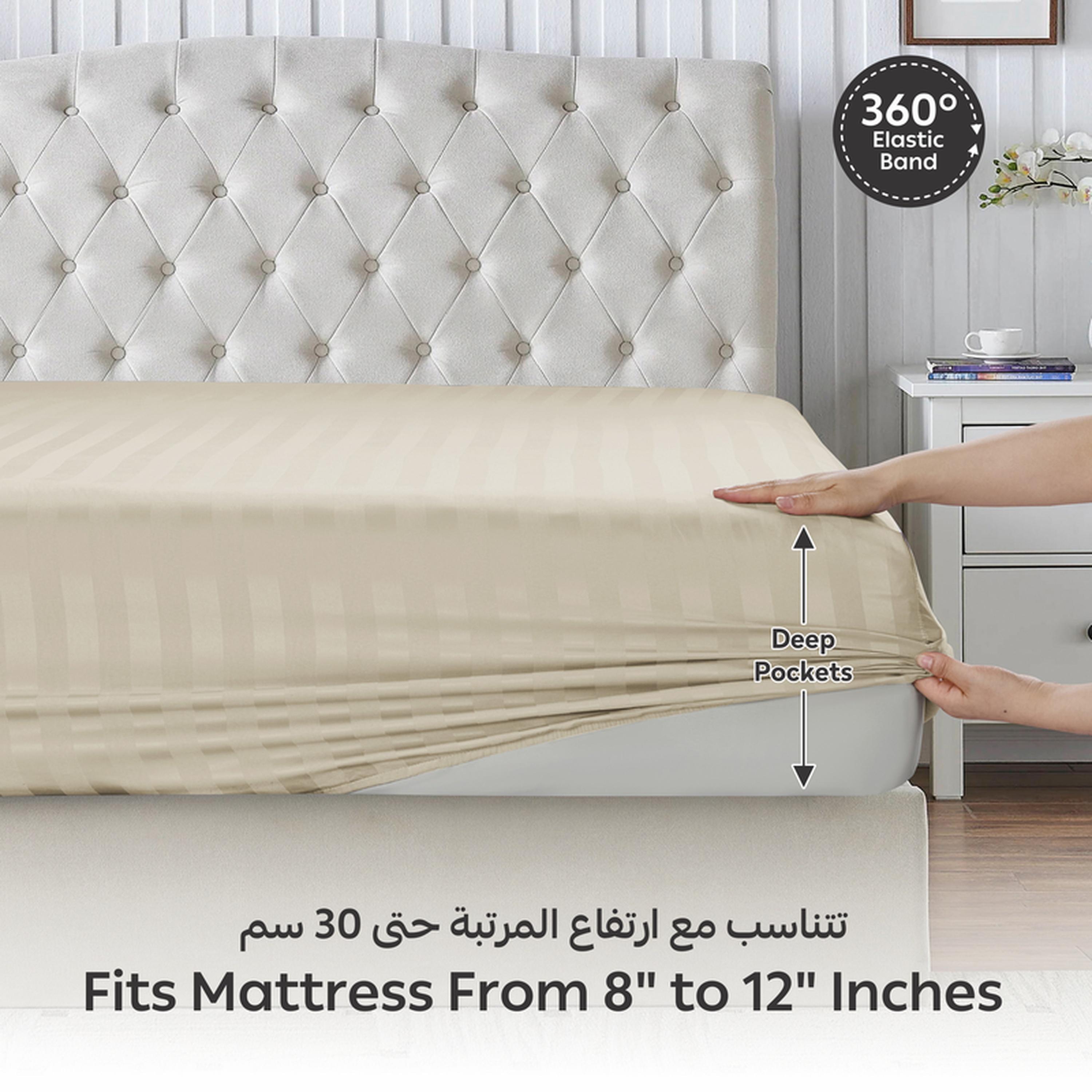 Striped 3-Piece Queen Fitted Sheet Set - 150x200 cms-household-bedding-sheetsandpillowcases-fittedsheets-image-4