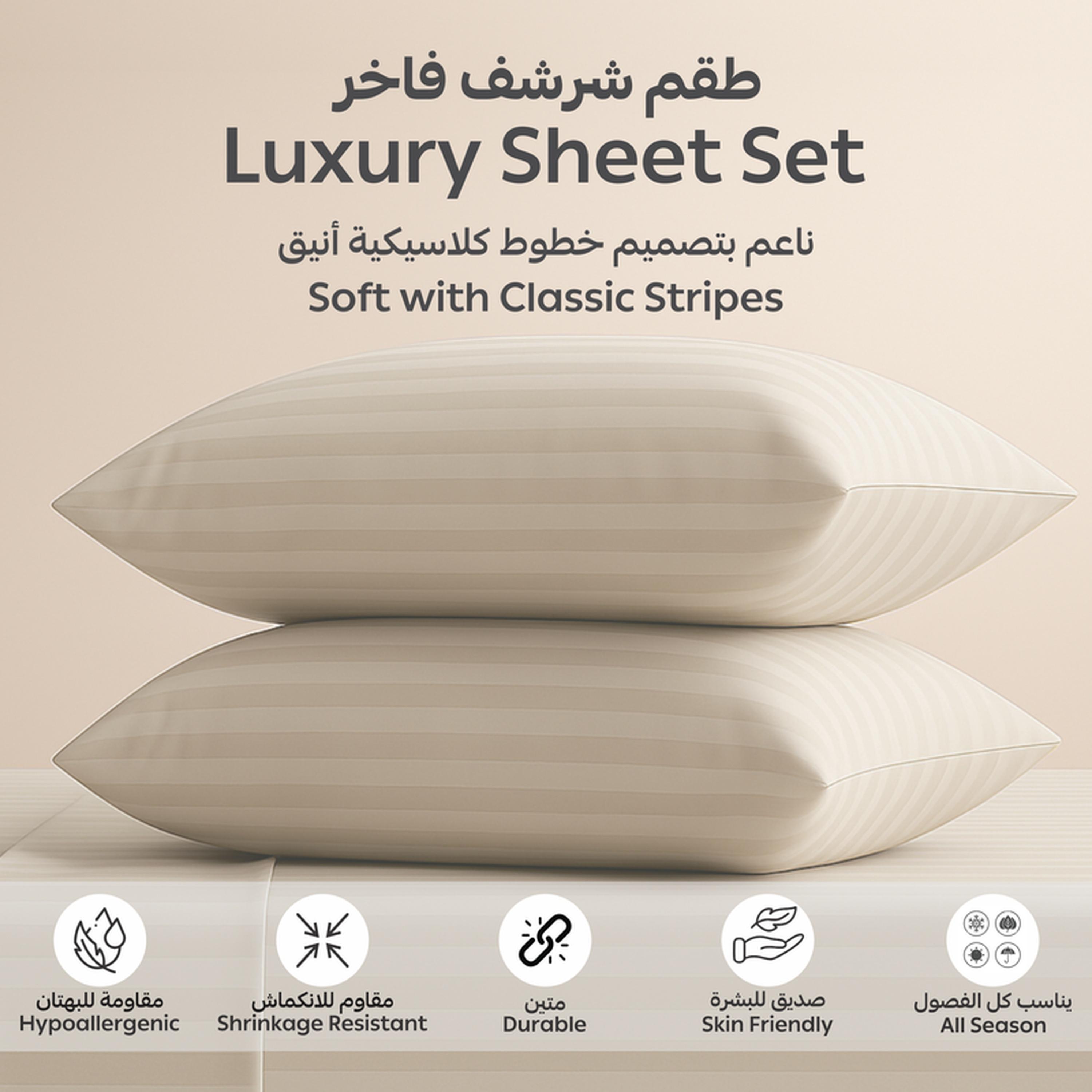 Striped 3-Piece Queen Fitted Sheet Set - 150x200 cms-household-bedding-sheetsandpillowcases-fittedsheets-image-6