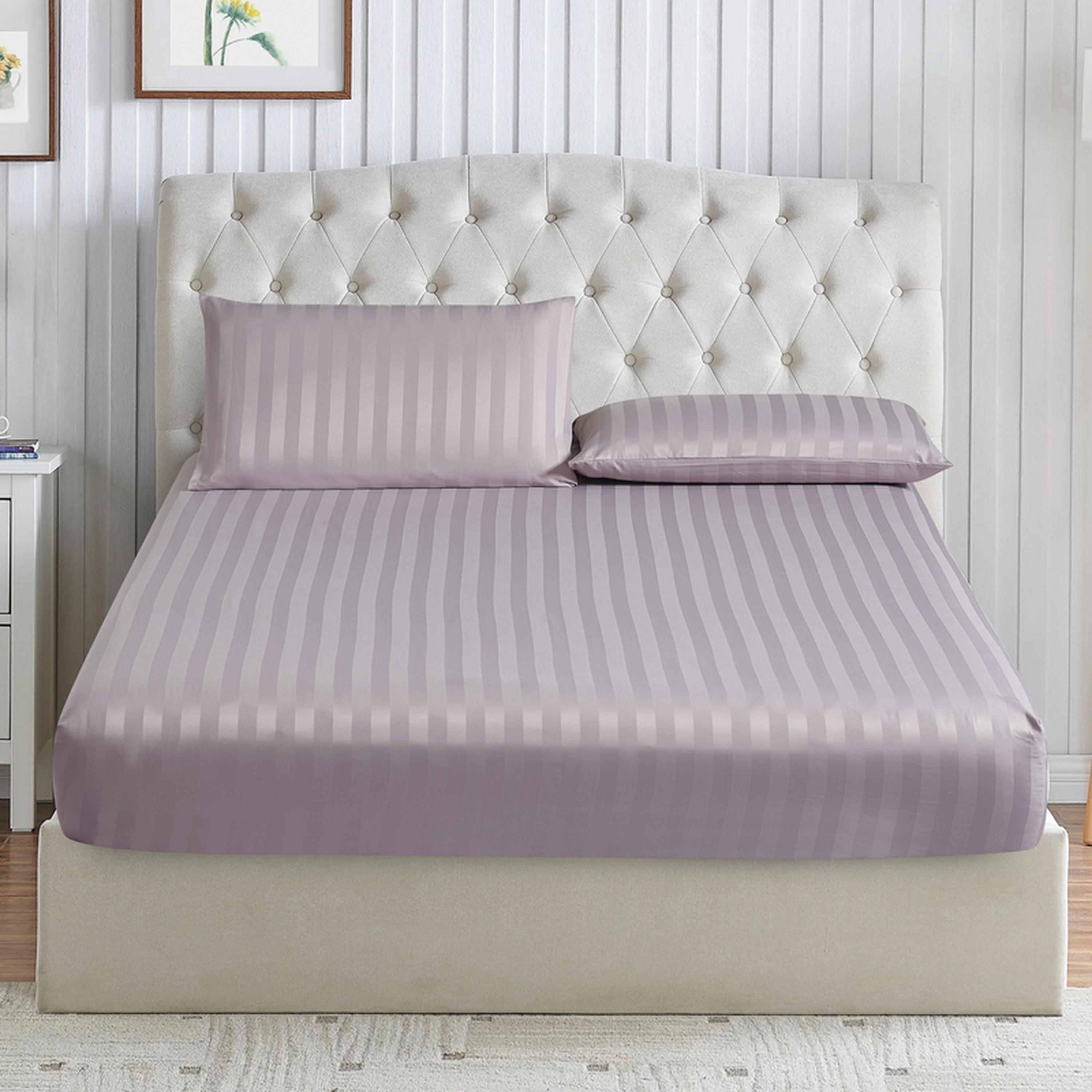 Striped 3-Piece Queen Fitted Sheet Set - 150x200 cms-household-bedding-sheetsandpillowcases-fittedsheets-image-1