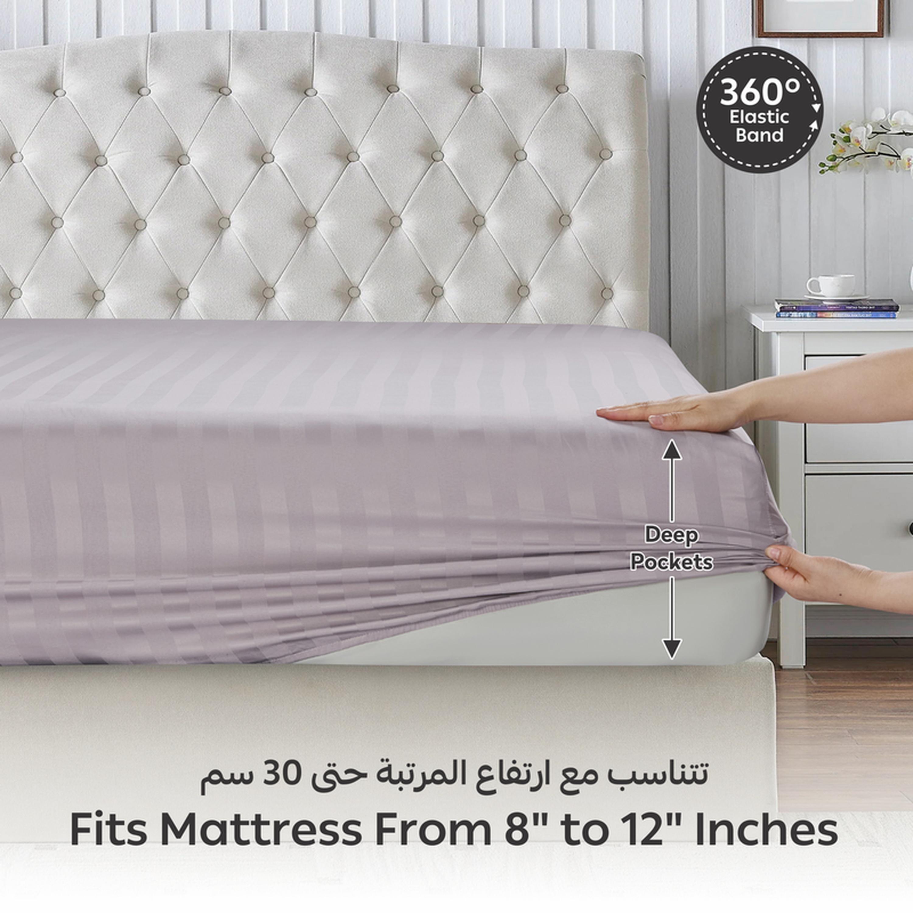 Striped 3-Piece Queen Fitted Sheet Set - 150x200 cms-household-bedding-sheetsandpillowcases-fittedsheets-image-4