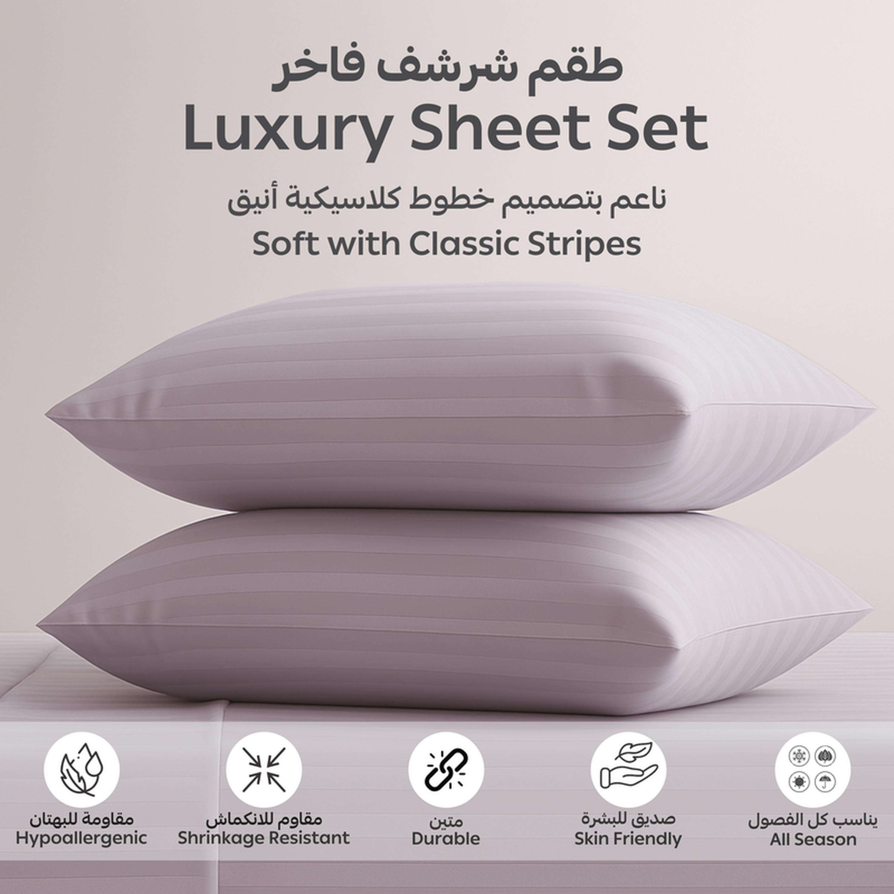 Striped 3-Piece Queen Fitted Sheet Set - 150x200 cms-household-bedding-sheetsandpillowcases-fittedsheets-image-6