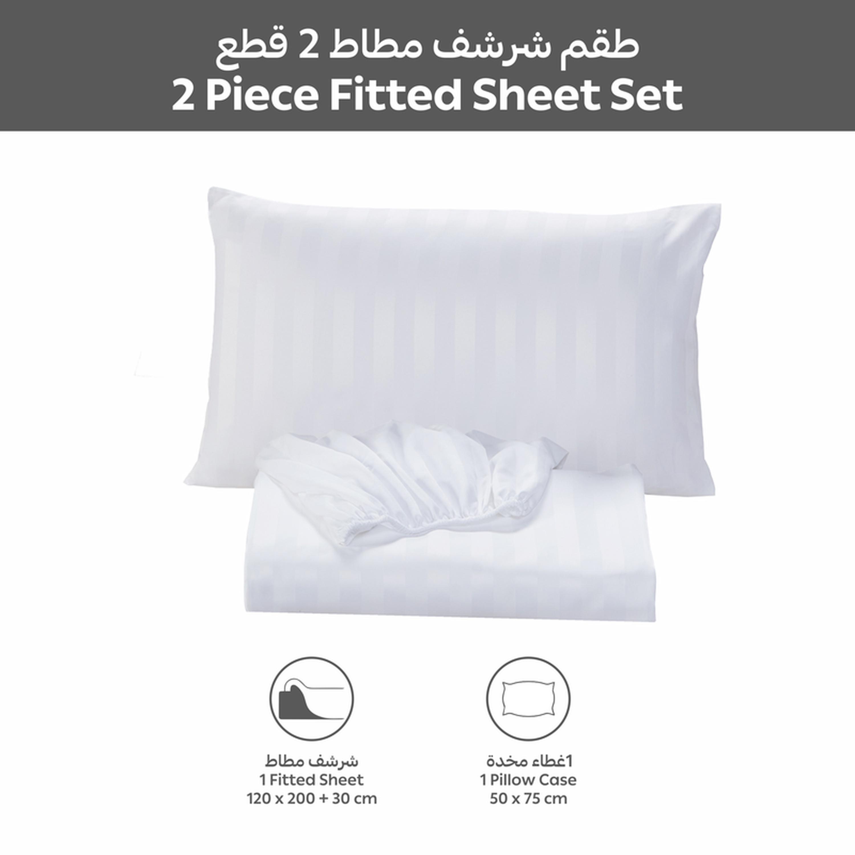 Striped 2-Piece Deep Pocket Twin Fitted Sheet Set - 120x200 cms-household-bedding-sheetsandpillowcases-fittedsheets-image-3