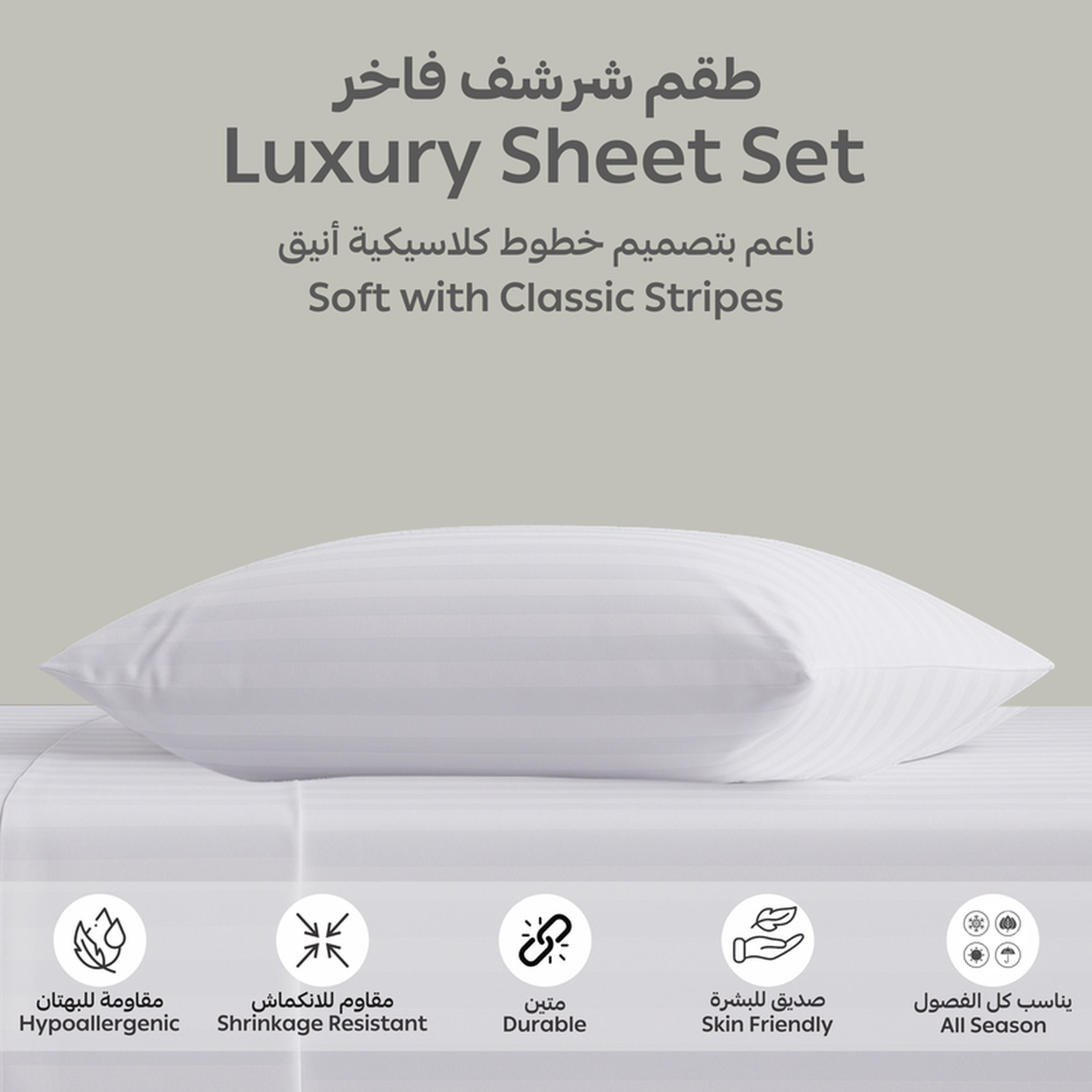 Striped 2-Piece Deep Pocket Twin Fitted Sheet Set - 120x200 cms-household-bedding-sheetsandpillowcases-fittedsheets-image-6