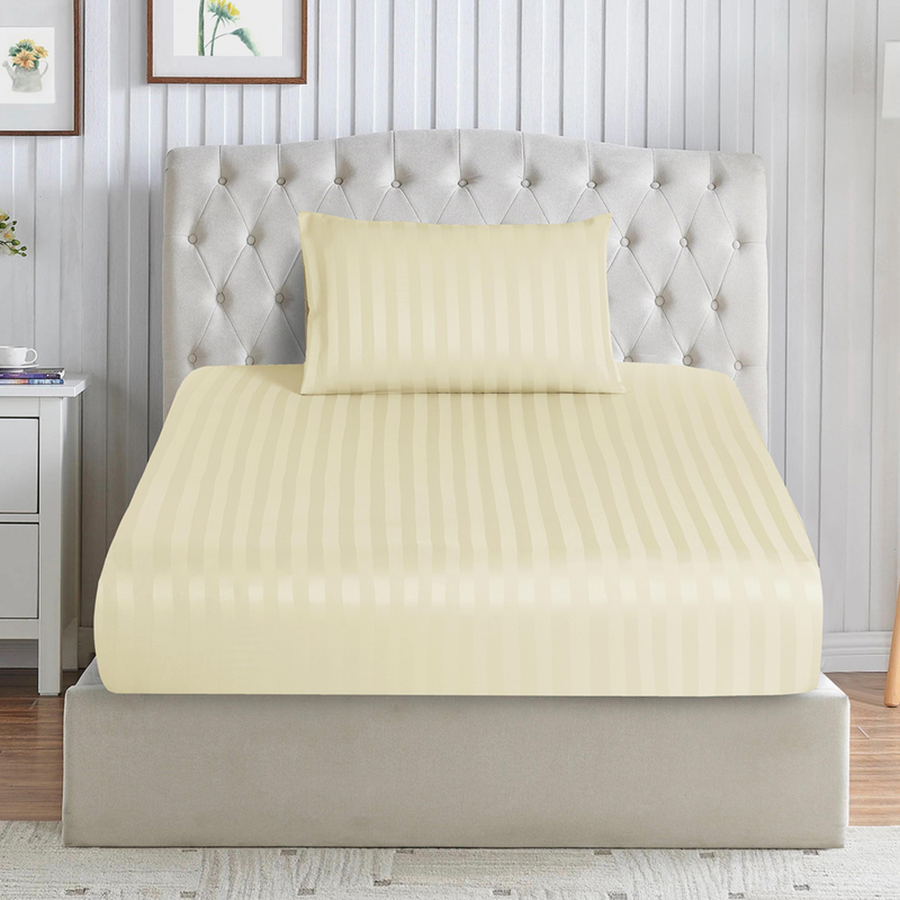 Striped 2-Piece Deep Pocket Twin Fitted Sheet Set - 120x200 cms-household-bedding-sheetsandpillowcases-fittedsheets-image-1