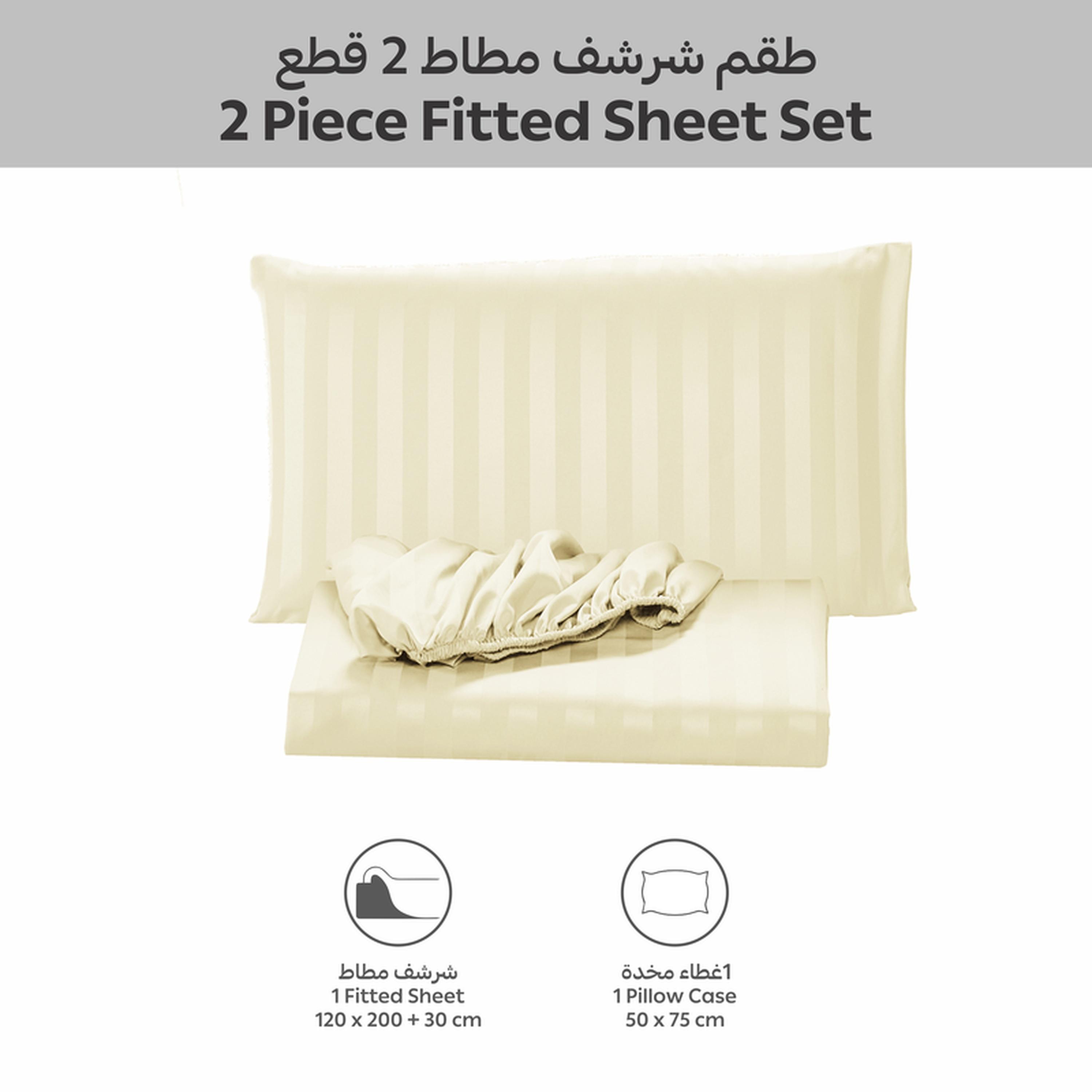 Striped 2-Piece Deep Pocket Twin Fitted Sheet Set - 120x200 cms-household-bedding-sheetsandpillowcases-fittedsheets-image-3