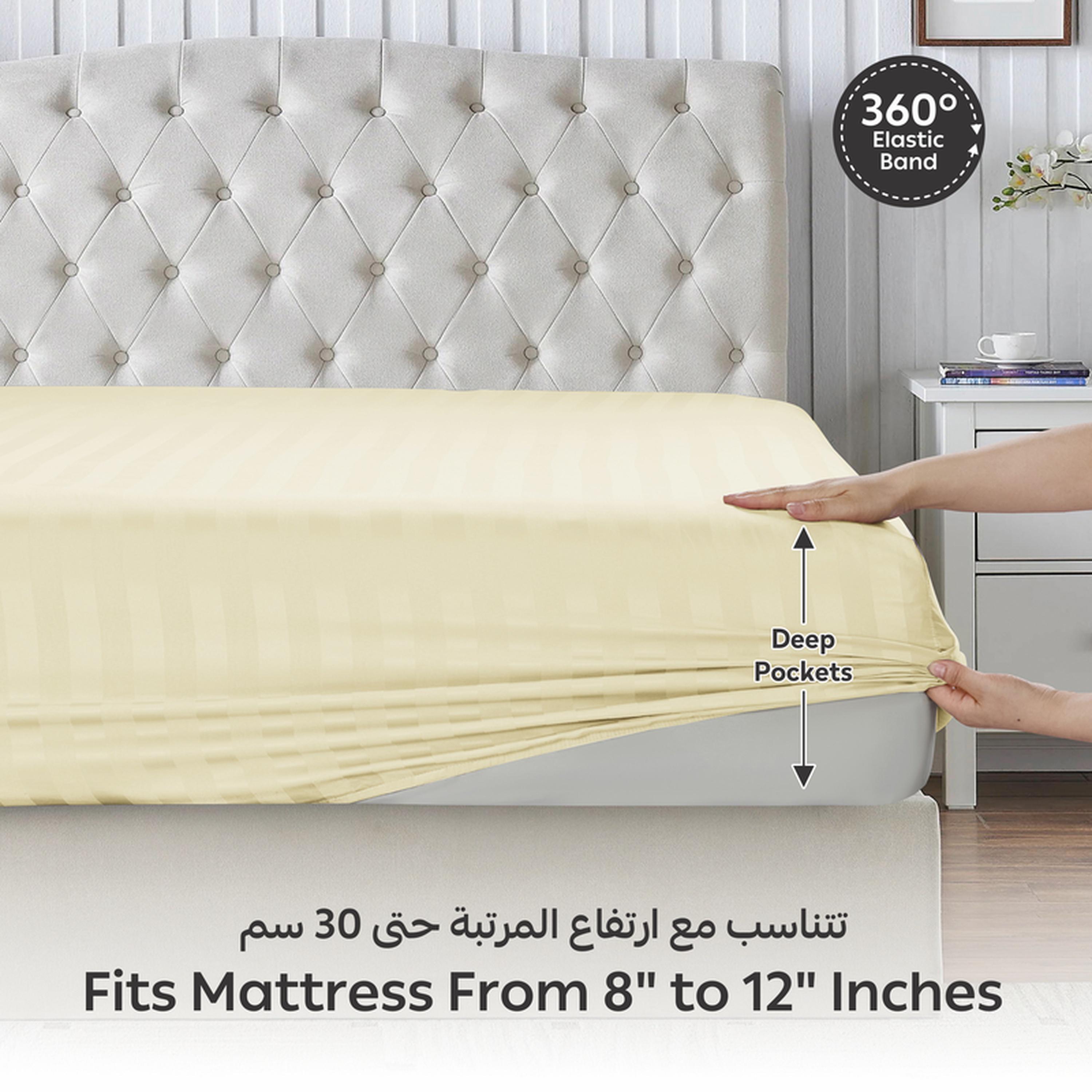Striped 2-Piece Deep Pocket Twin Fitted Sheet Set - 120x200 cms-household-bedding-sheetsandpillowcases-fittedsheets-image-5