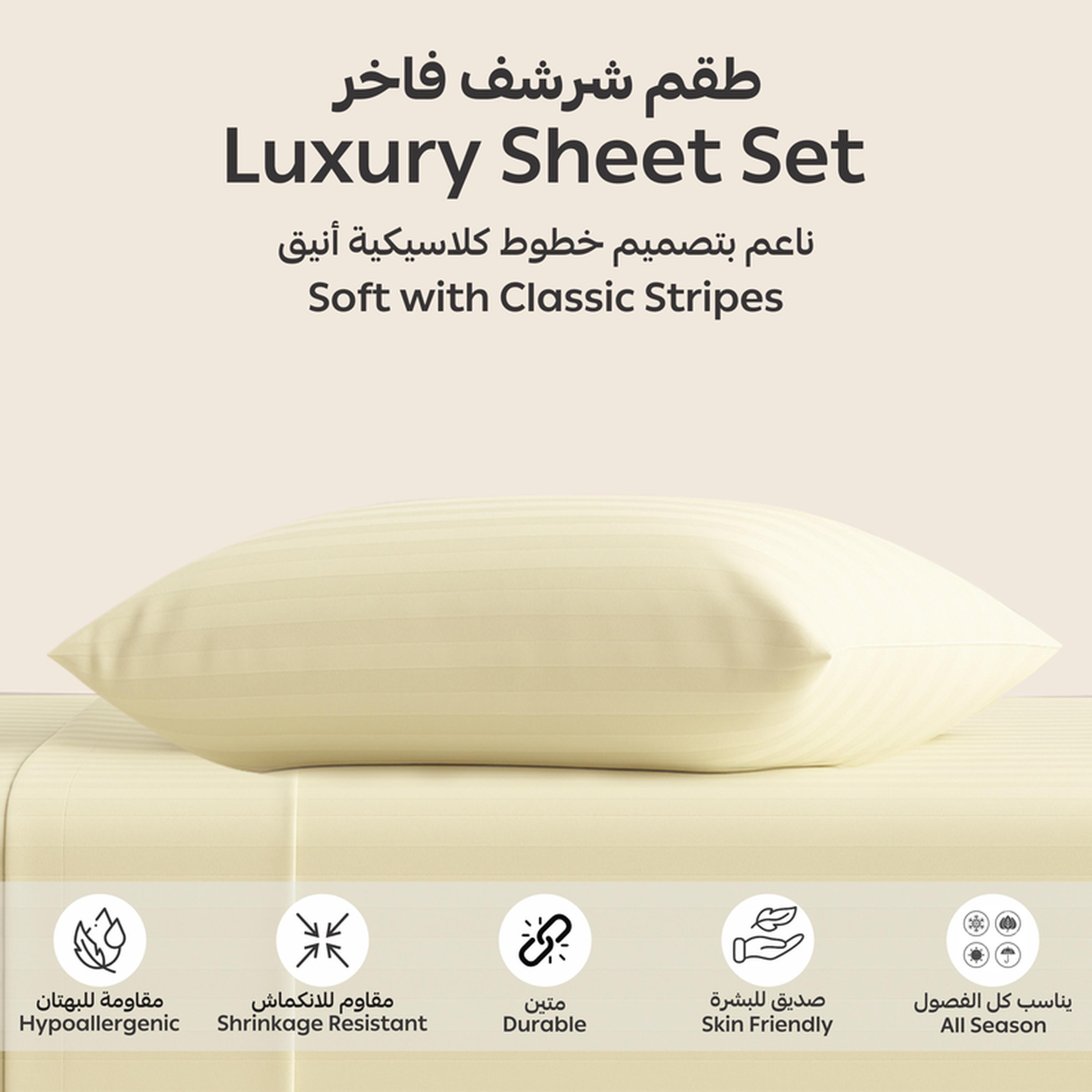 Striped 2-Piece Deep Pocket Twin Fitted Sheet Set - 120x200 cms-household-bedding-sheetsandpillowcases-fittedsheets-image-6