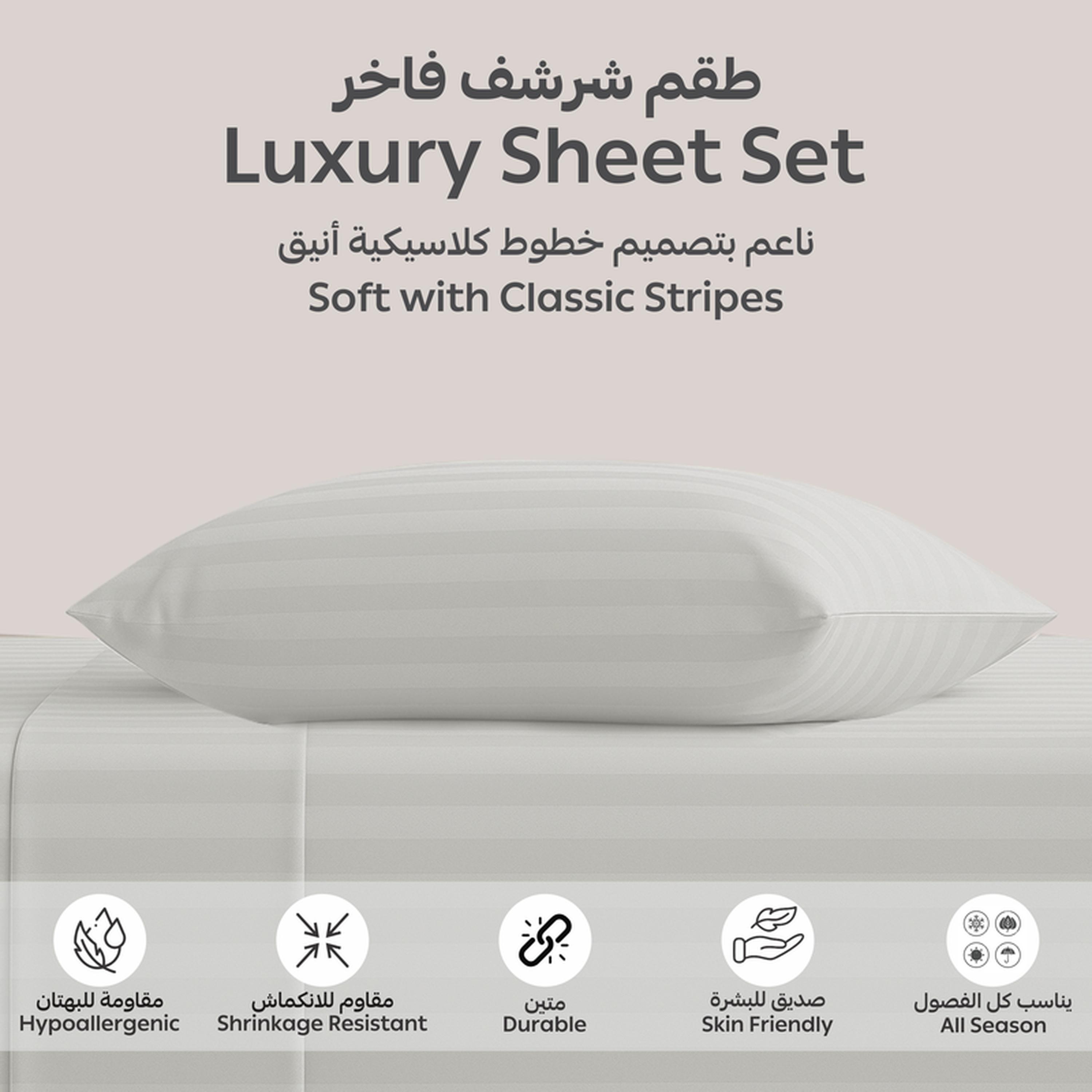 Striped 2-Piece Deep Pocket Twin Fitted Sheet Set - 120x200 cms-household-bedding-sheetsandpillowcases-fittedsheets-image-6
