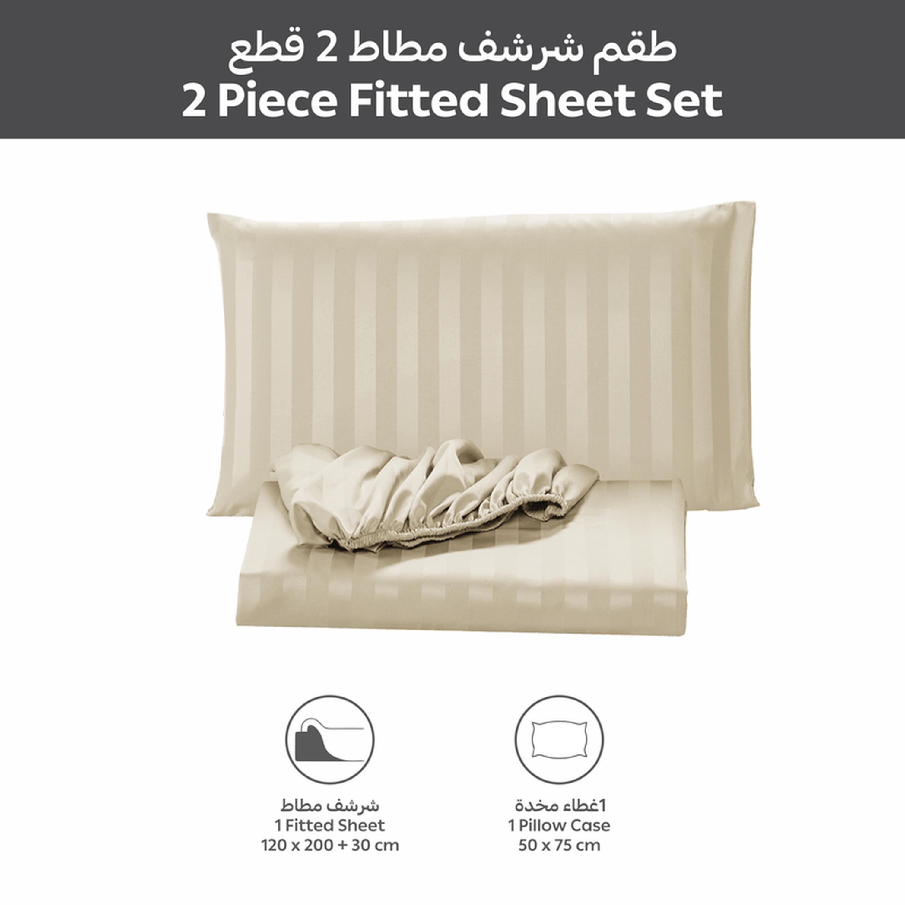 Striped 2-Piece Deep Pocket Twin Fitted Sheet Set - 120x200 cms-household-bedding-sheetsandpillowcases-fittedsheets-image-3