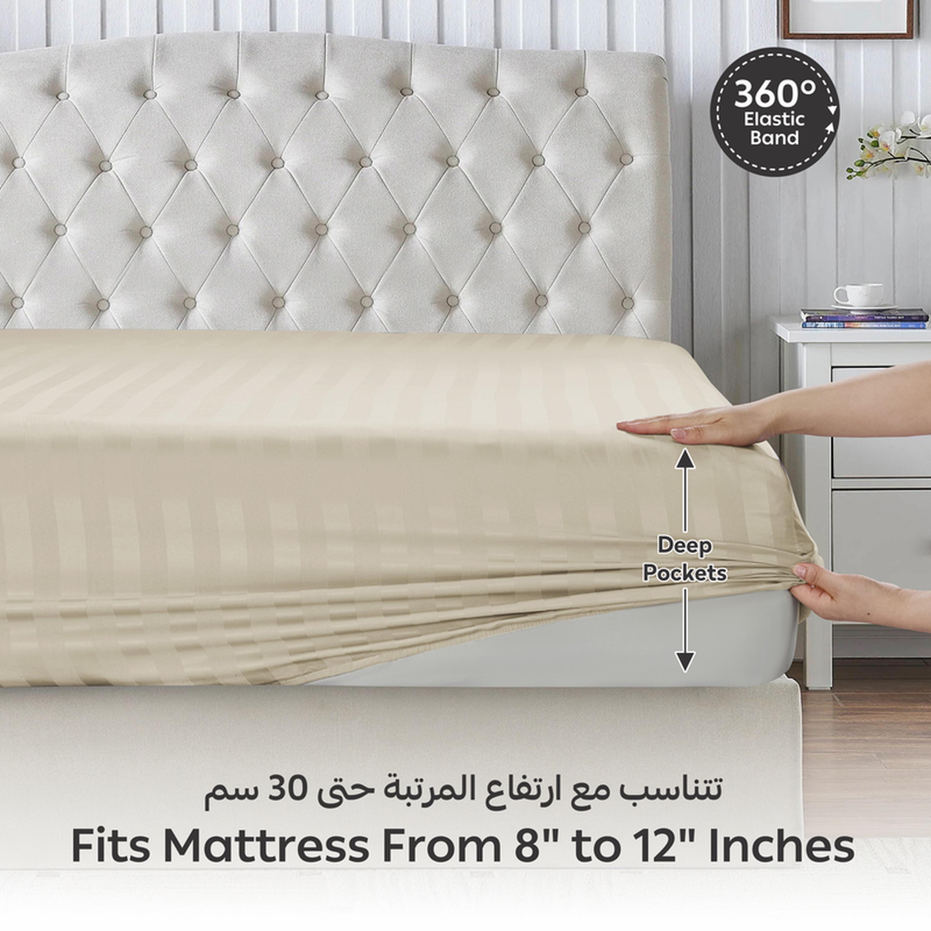 Striped 2-Piece Deep Pocket Twin Fitted Sheet Set - 120x200 cms-household-bedding-sheetsandpillowcases-fittedsheets-image-5