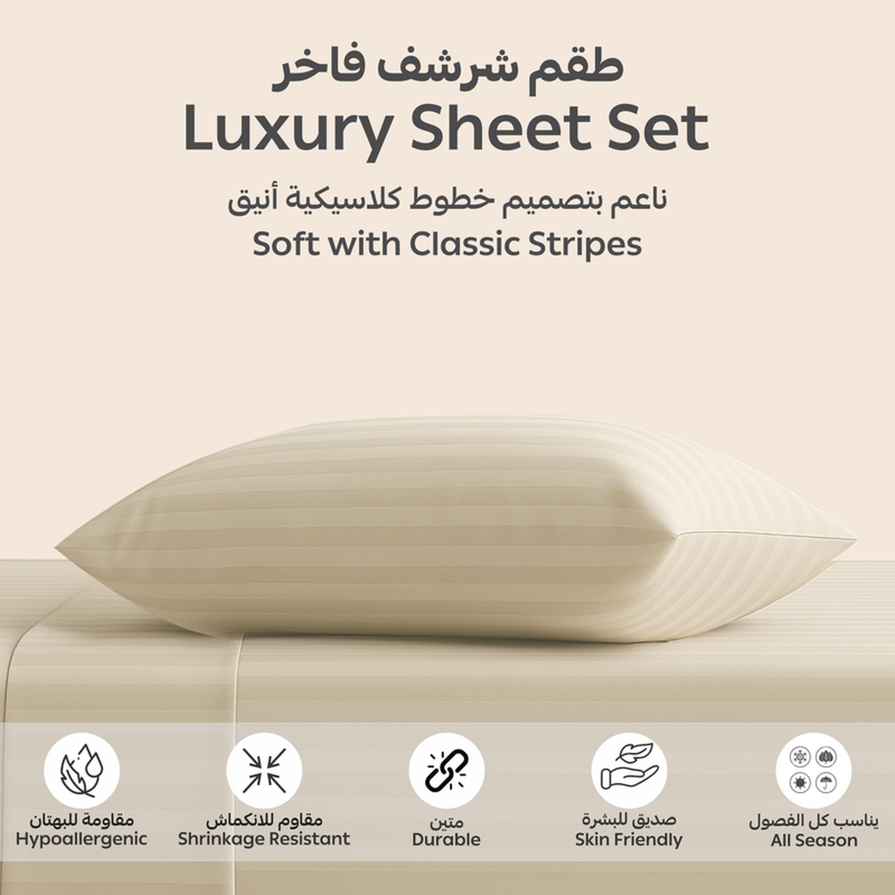 Striped 2-Piece Deep Pocket Twin Fitted Sheet Set - 120x200 cms-household-bedding-sheetsandpillowcases-fittedsheets-image-6