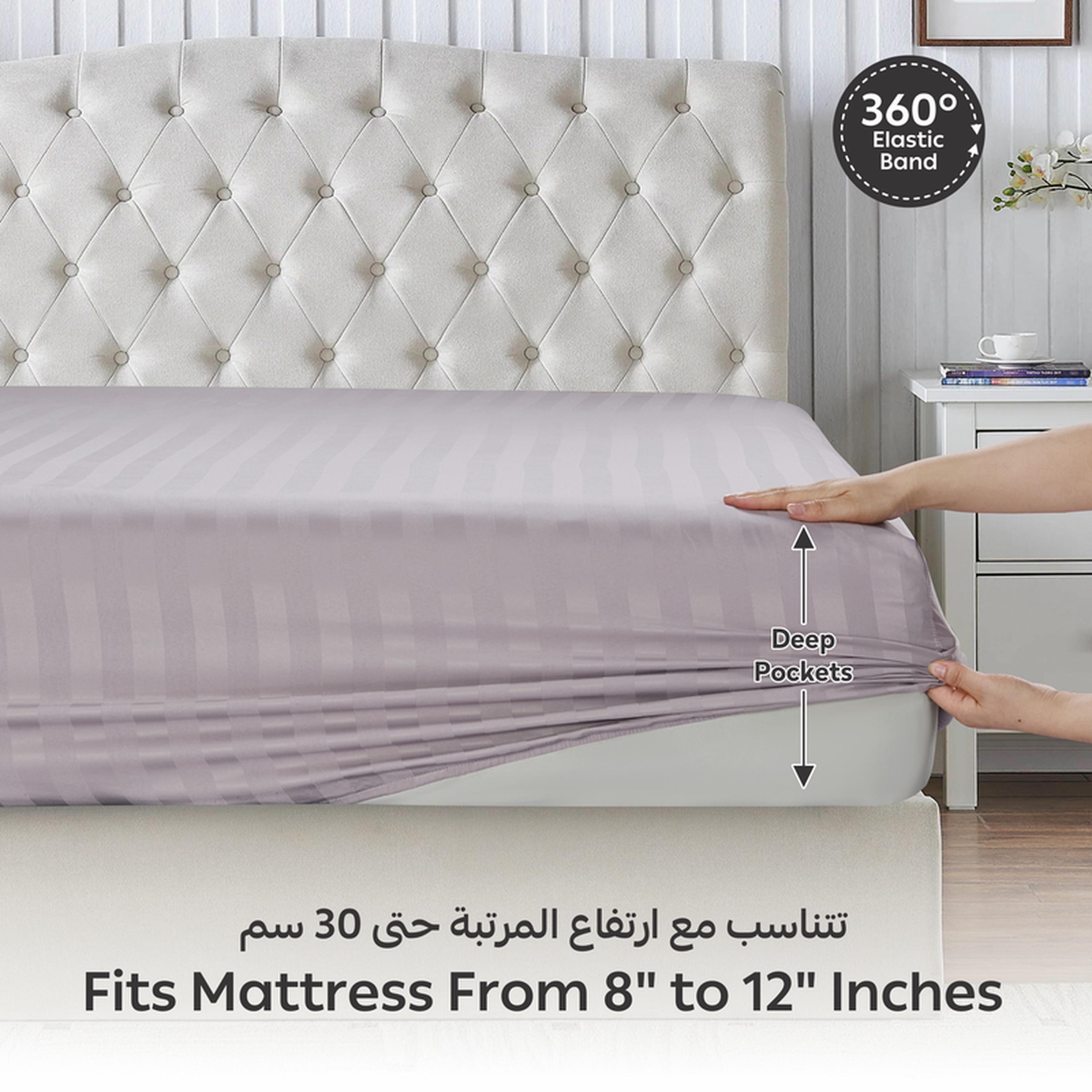 Striped 2-Piece Deep Pocket Twin Fitted Sheet Set - 120x200 cms-household-bedding-sheetsandpillowcases-fittedsheets-image-5