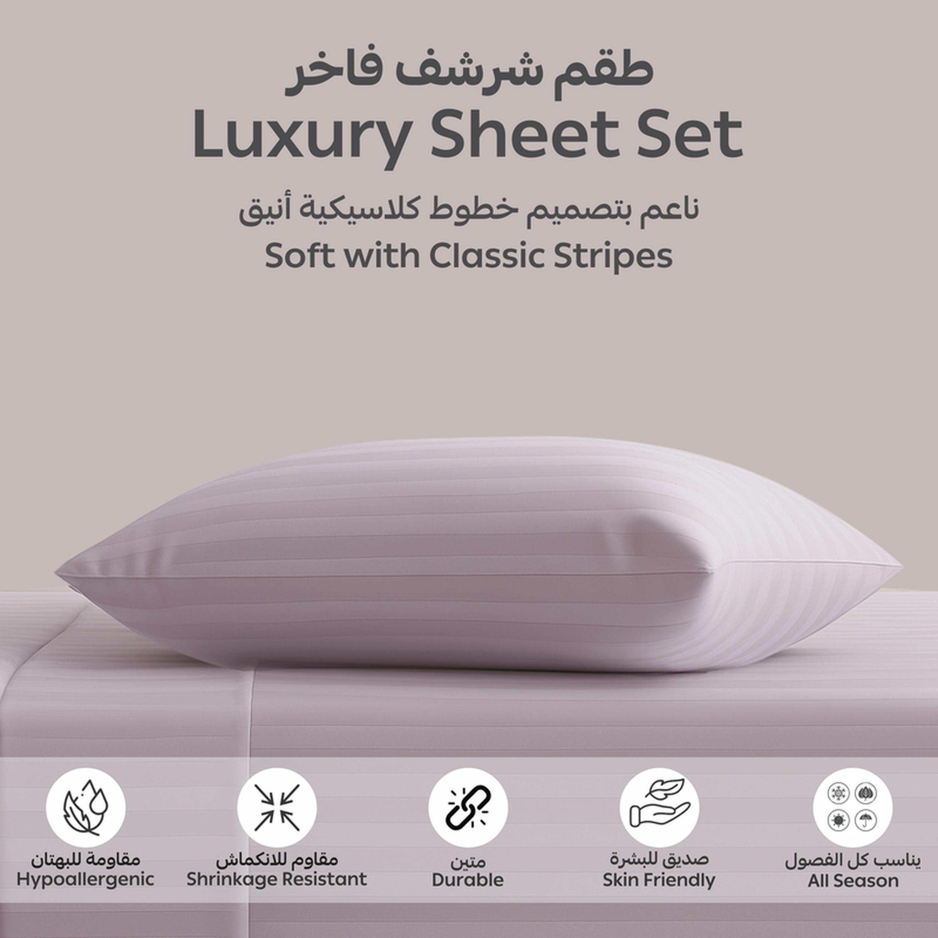 Striped 2-Piece Deep Pocket Twin Fitted Sheet Set - 120x200 cms-household-bedding-sheetsandpillowcases-fittedsheets-image-6