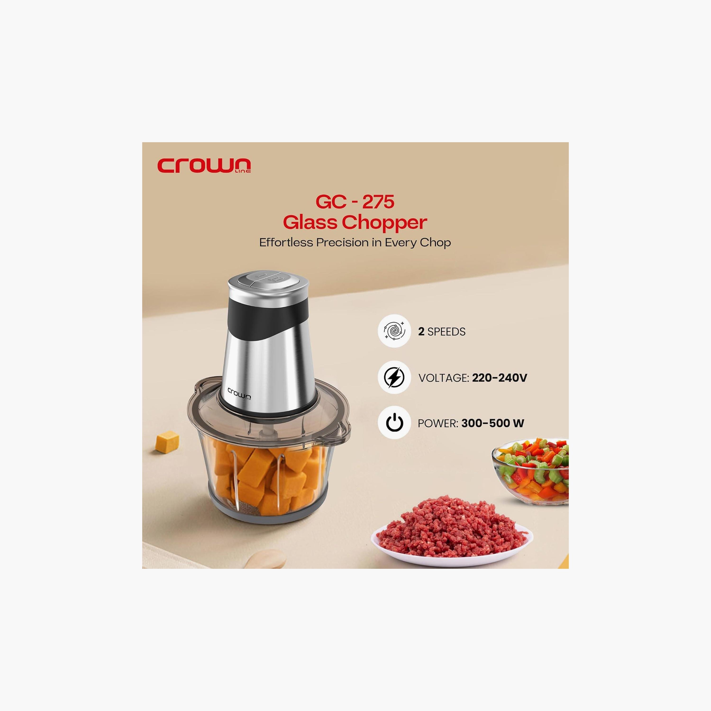 كراون لاين مفرمة وطاحونة طعام كهربائية 300-500 واط 4 شفرات ستانلس ستيل | GC 275-household-appliances-kitchenappliances-foodprocessors-image-2