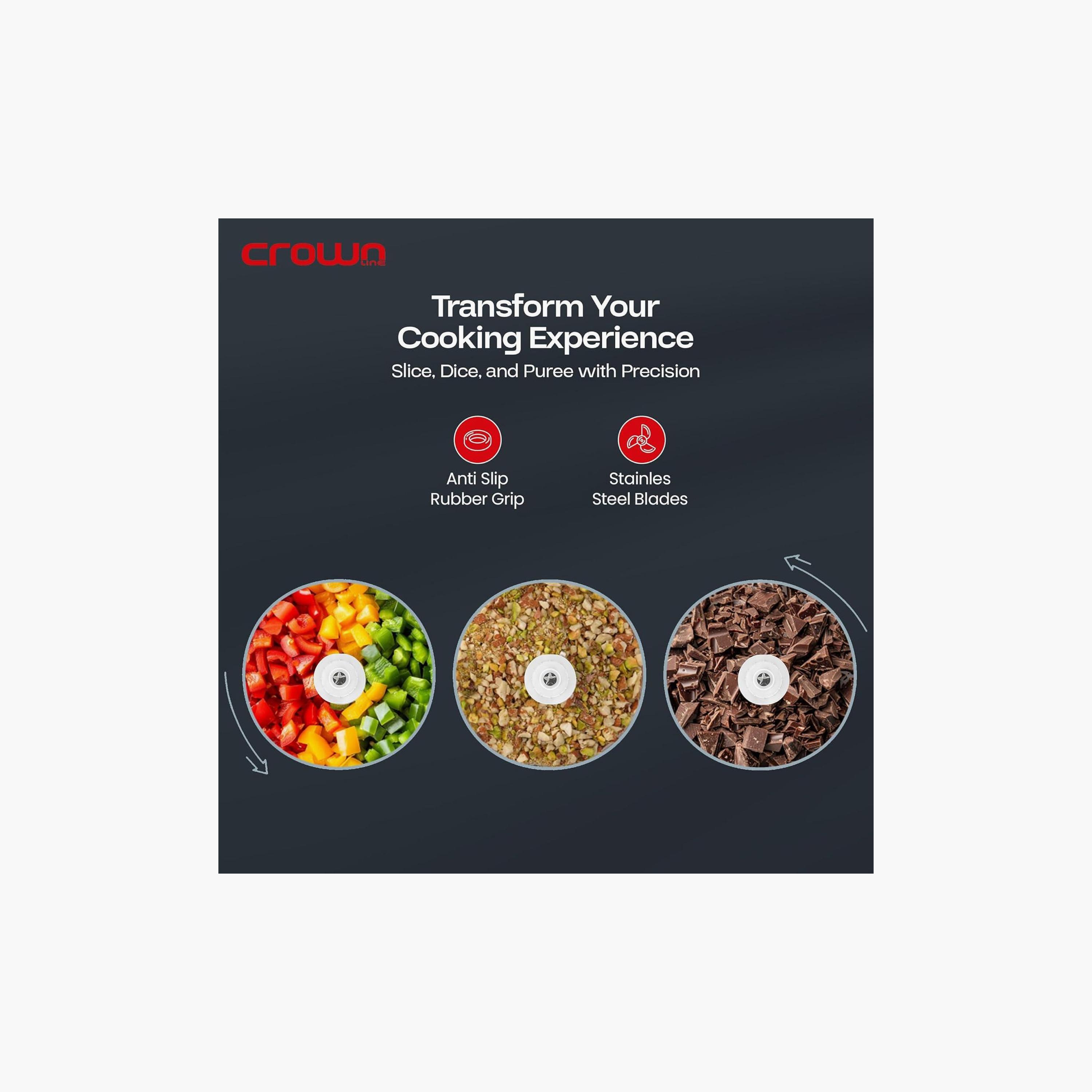 كراون لاين مفرمة وطاحونة طعام كهربائية 300-500 واط 4 شفرات ستانلس ستيل | GC 275-household-appliances-kitchenappliances-foodprocessors-image-3