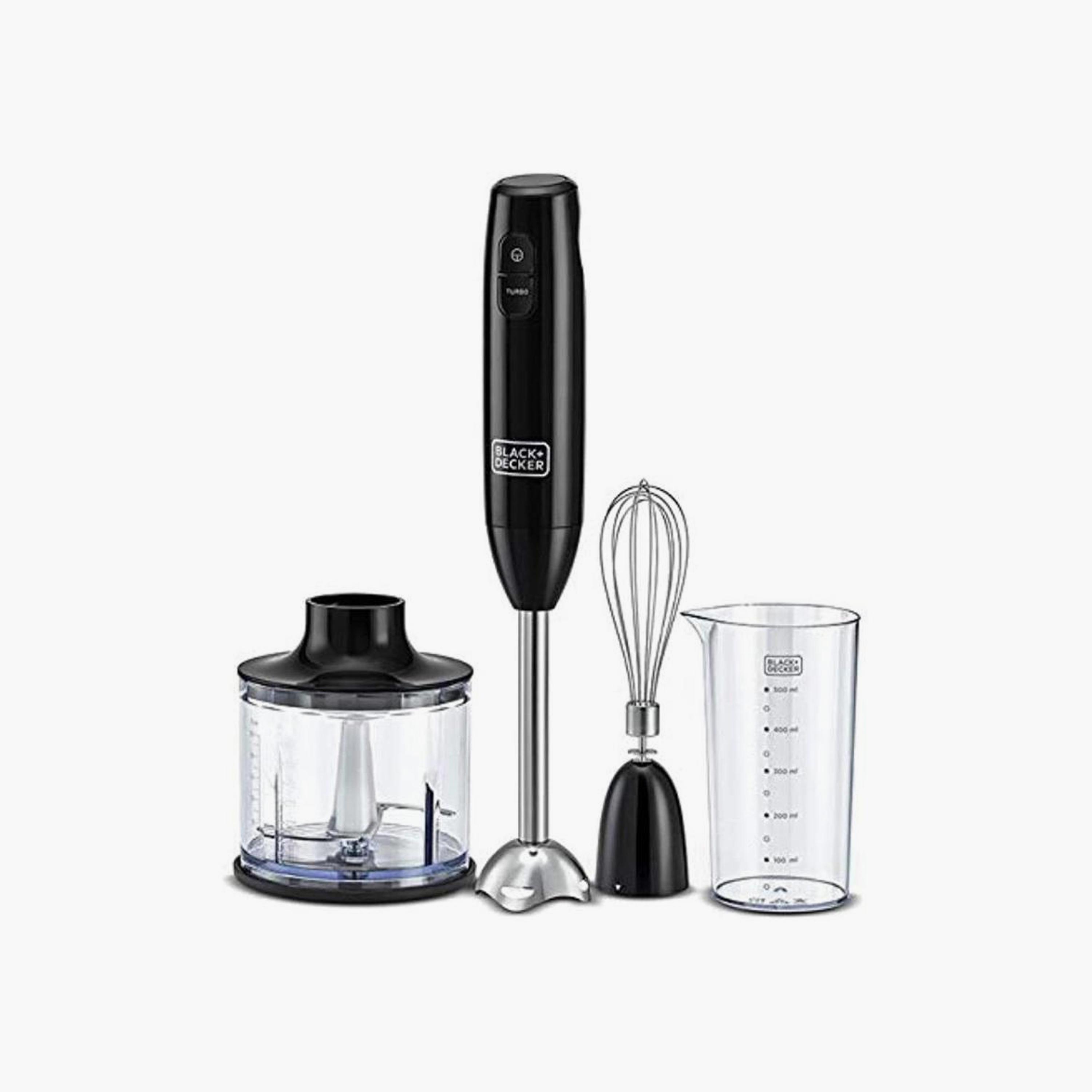 بلاك آند ديكر طقم خلاط يدوي 3 في 1 مع مفرمة أسود | HB600-B5-household-appliances-kitchenappliances-blendersmixersandgrinders-image-1