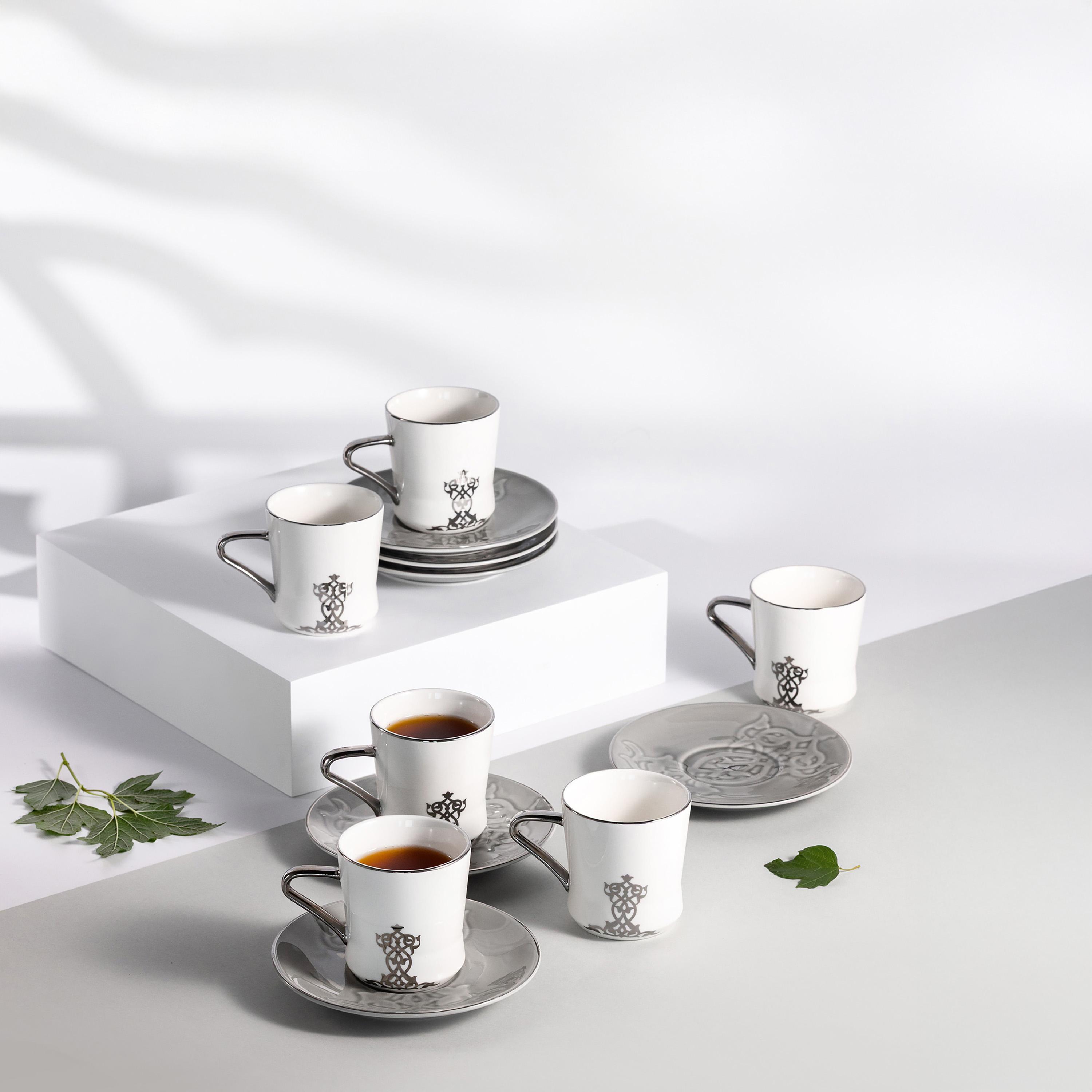 طقم فناجين بورسلان مع صحون تقديم 12 قطعة من أوتانتيك-household-dining-teaandcoffee-teaandcoffeesets-image-1